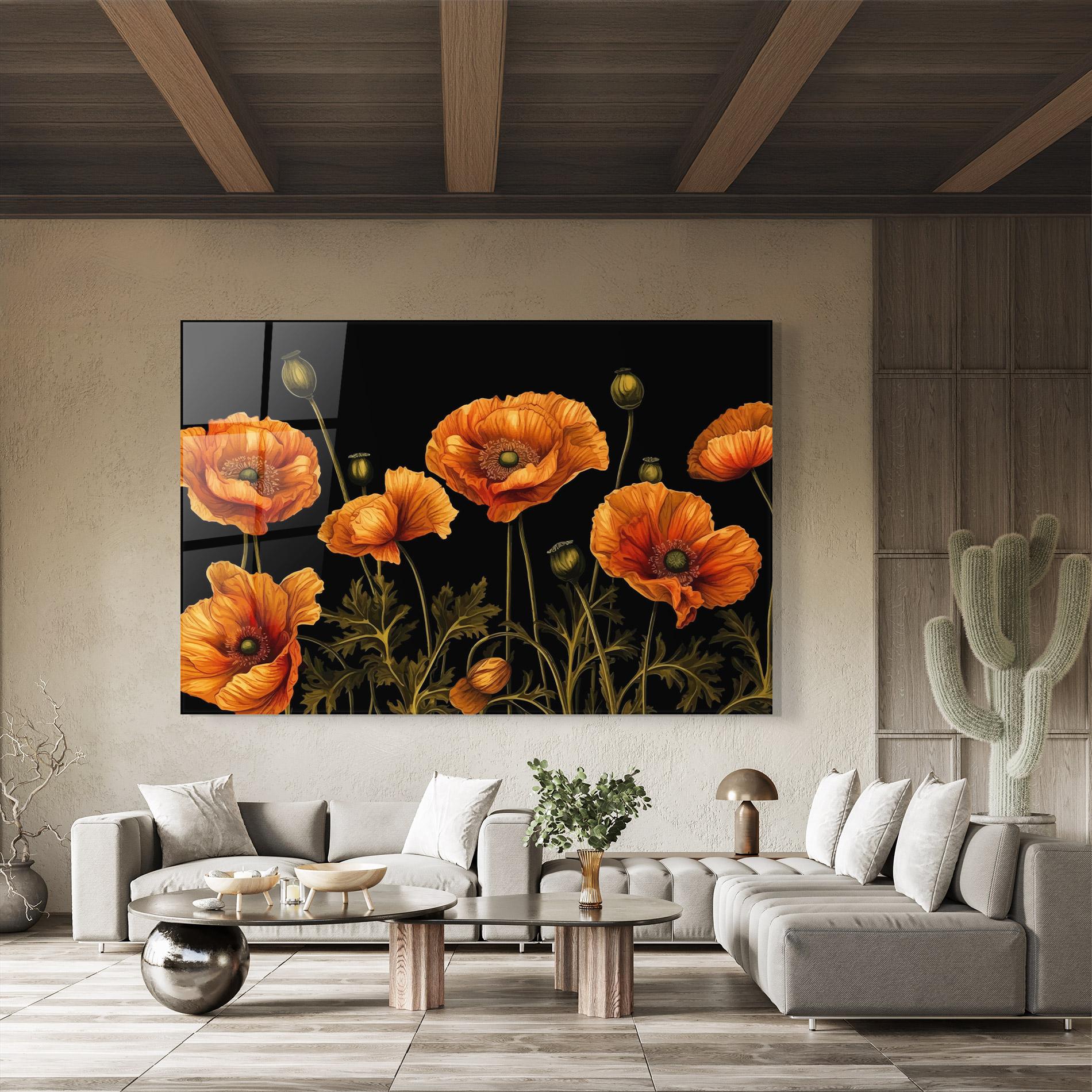 Tablou Sticla Orange Poppies mockup 8