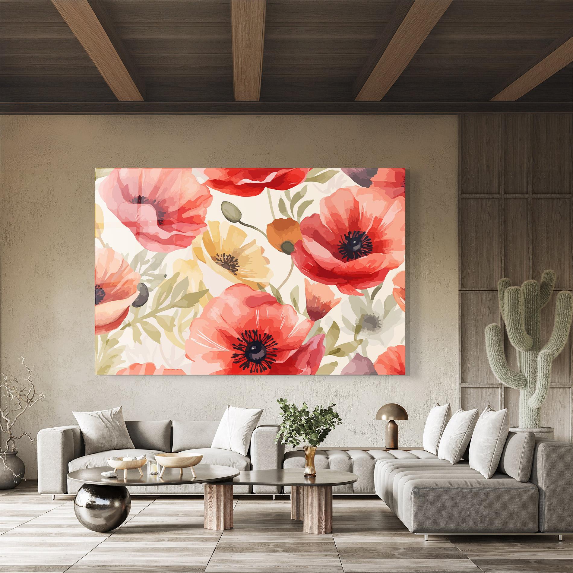 Tablou Sticla Orange Red Poppy mockup 8