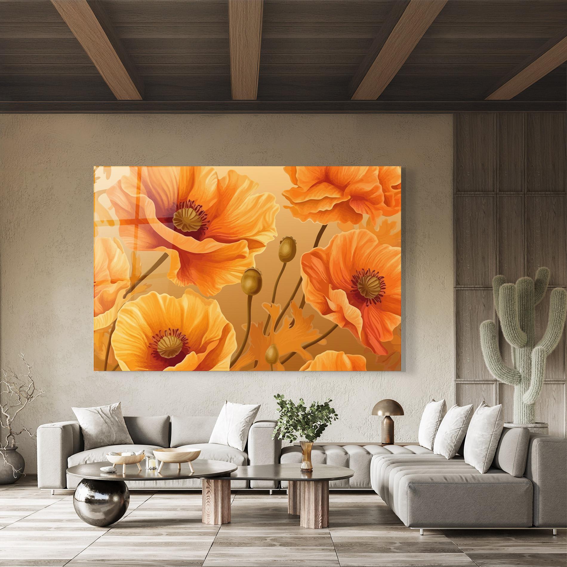 Tablou Sticla Pastel Orange Poppy mockup 8