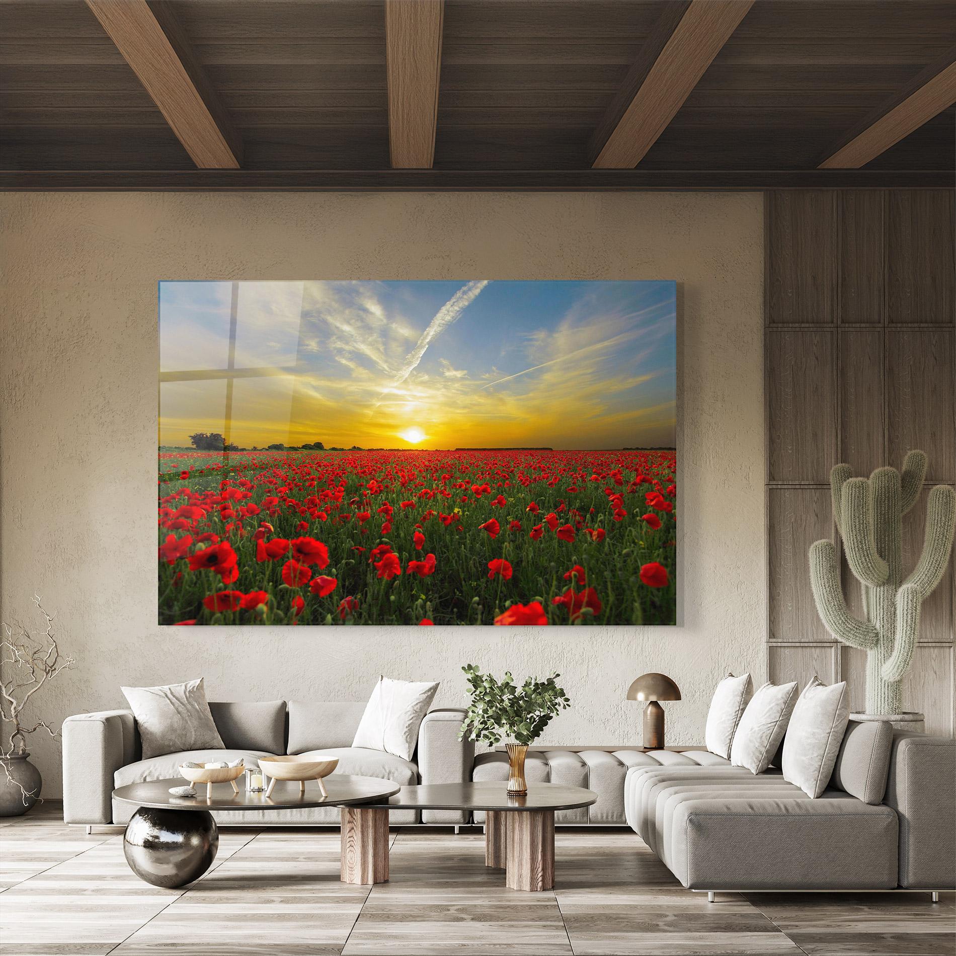 Tablou Sticla Poppies Sunset mockup 8