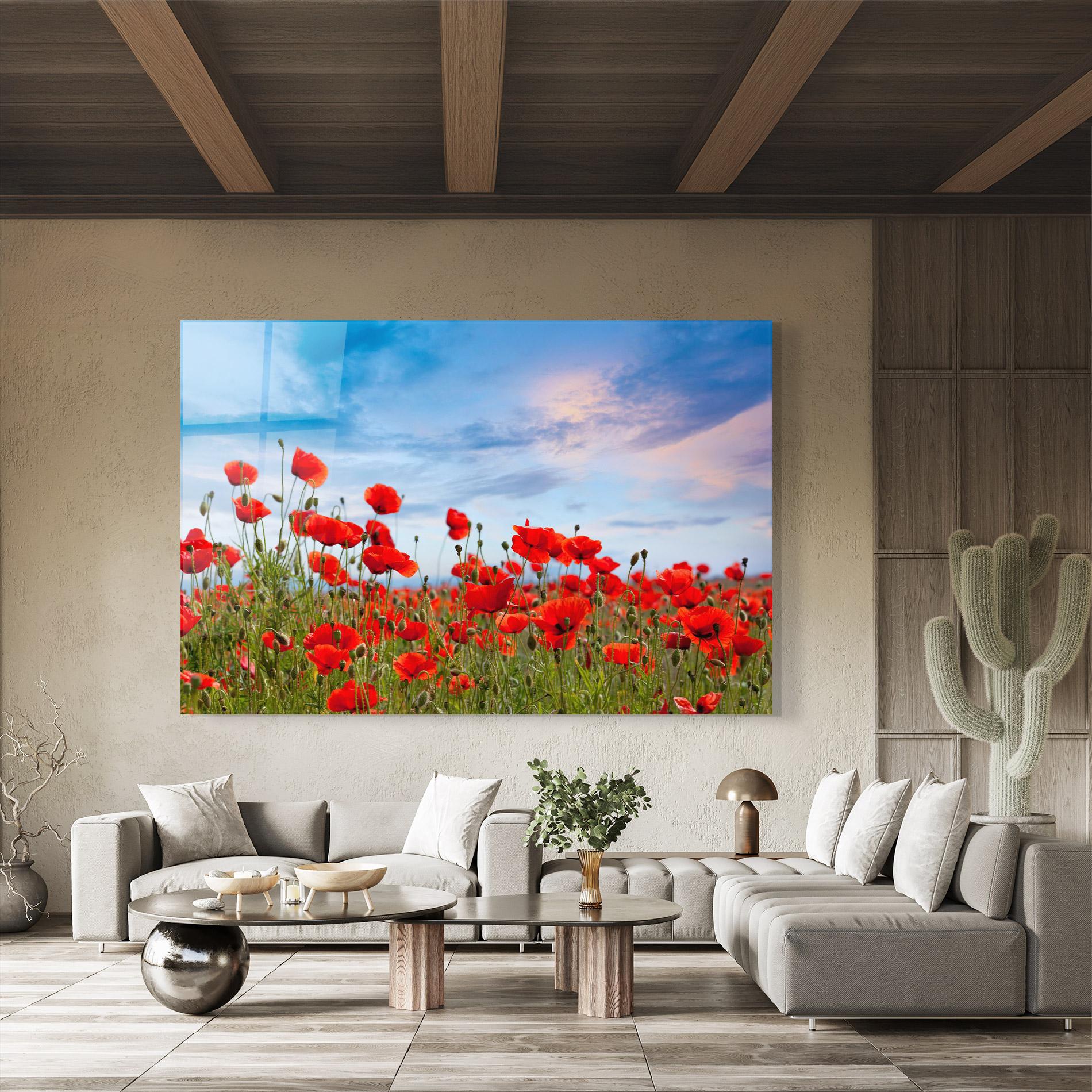 Tablou Sticla Poppy Field mockup 8