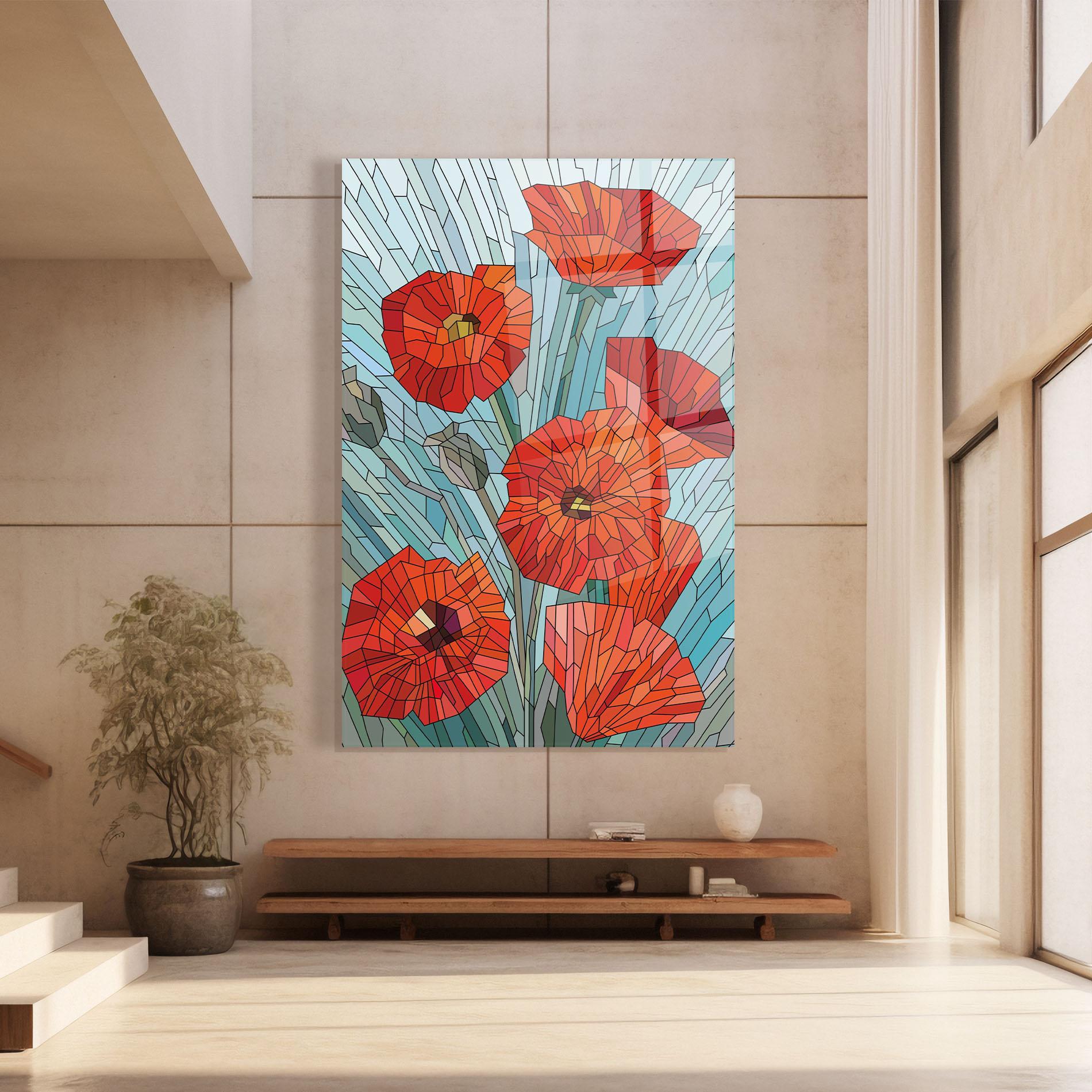 Tablou Sticla Blue Glass Poppy mockup 8