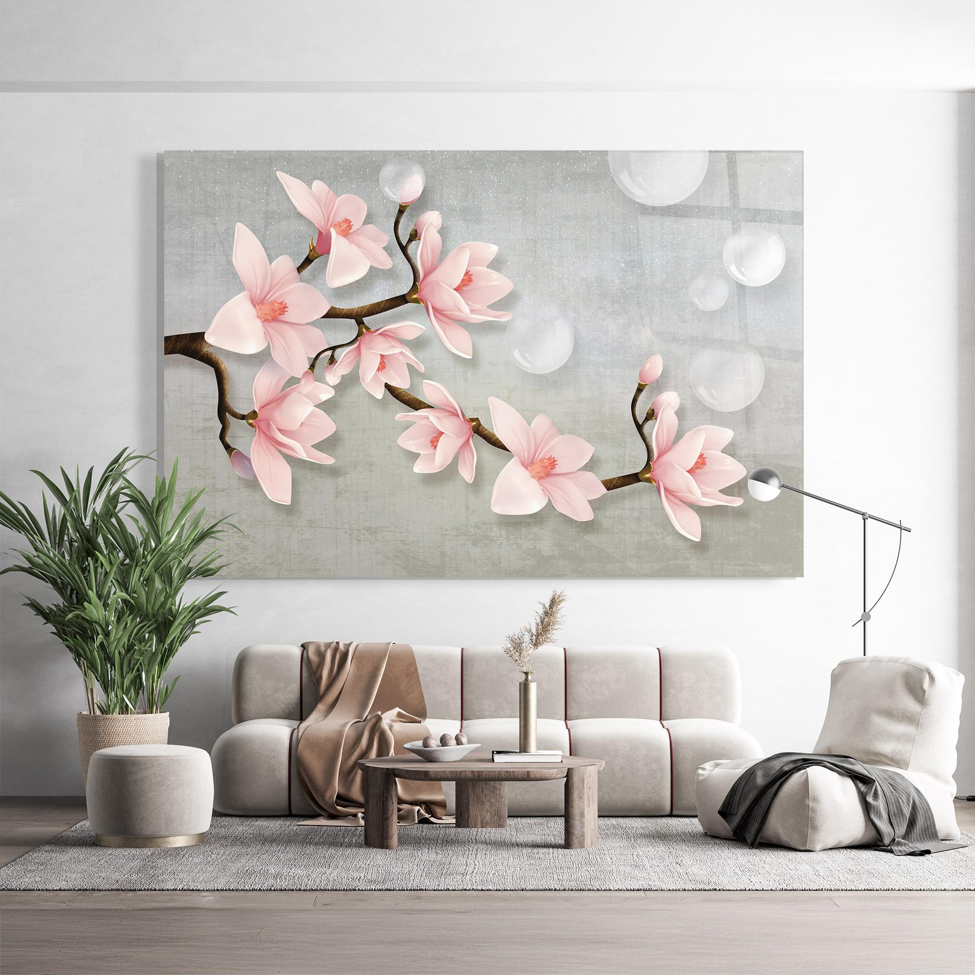 Tablou Sticla Pink Magnolia mockup 9