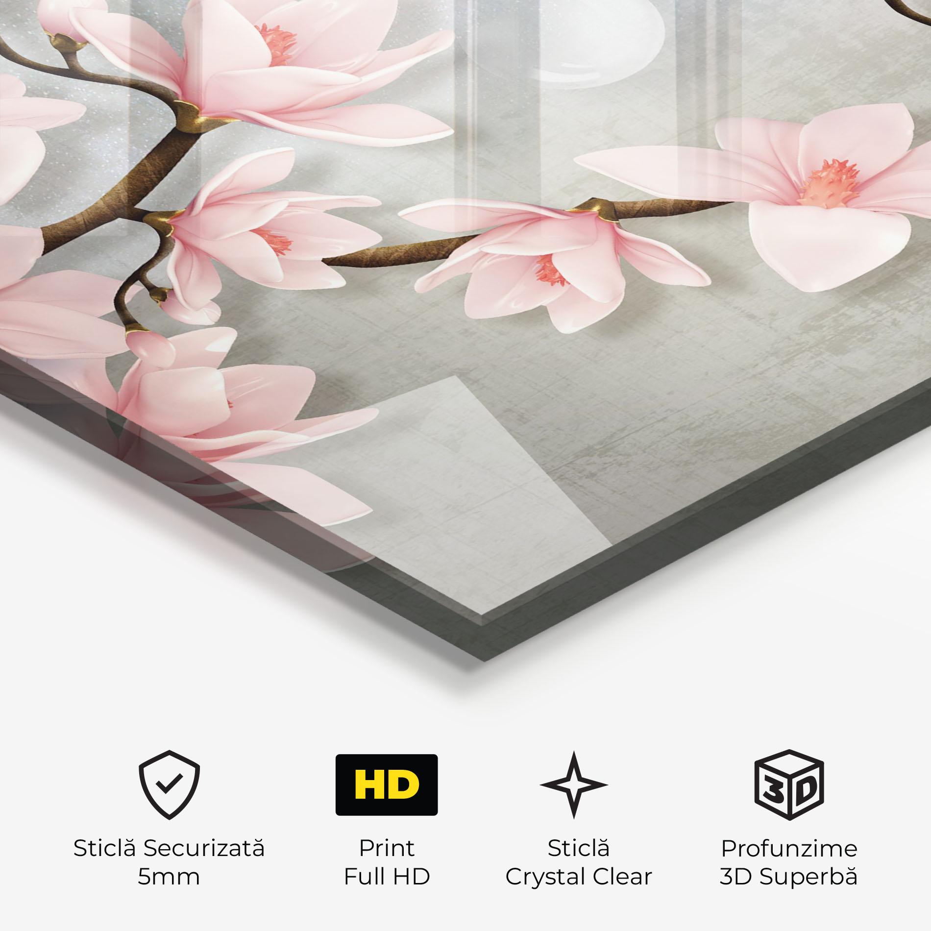 Tablou Sticla Pink Magnolia mockup 3