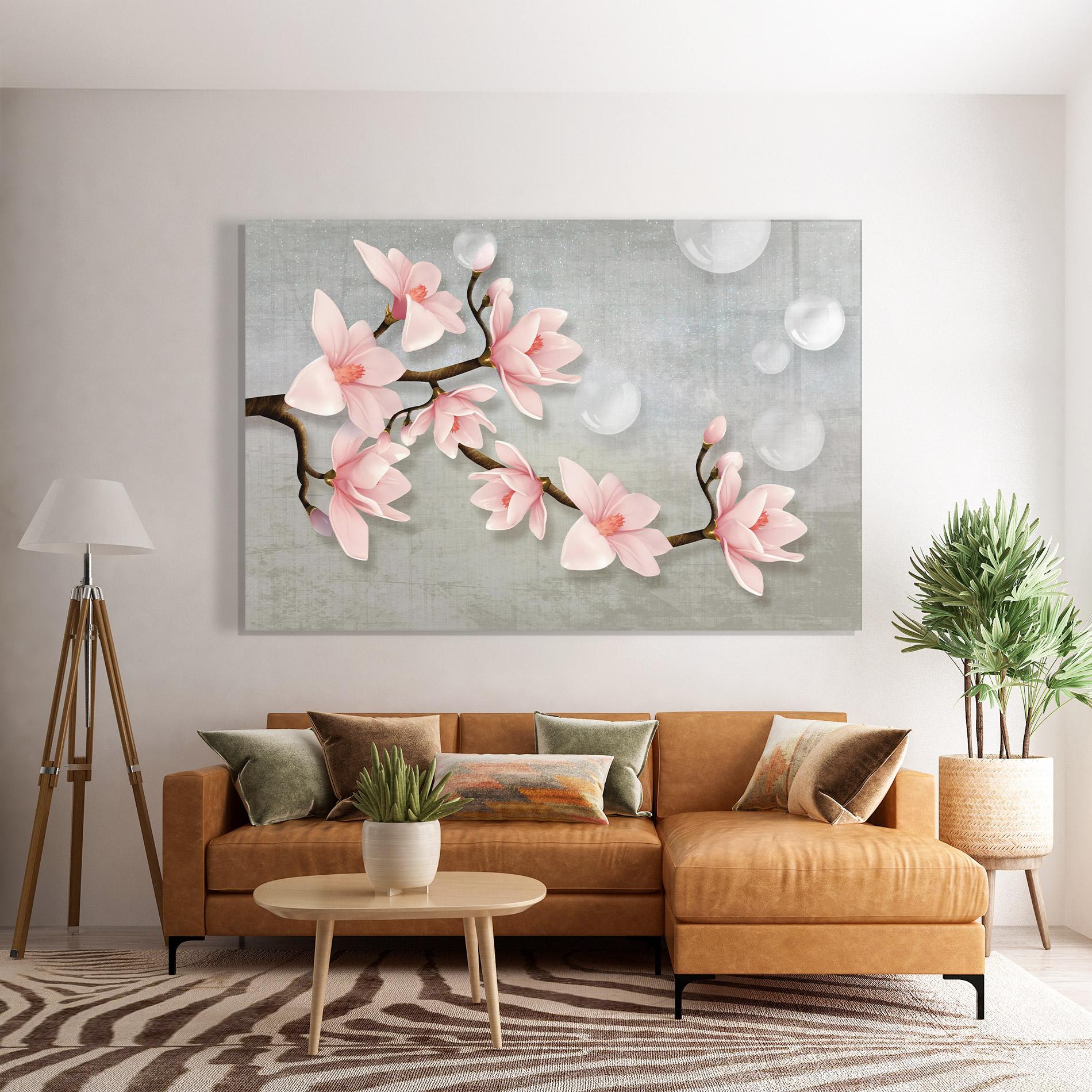 Tablou Sticla Pink Magnolia mockup 7