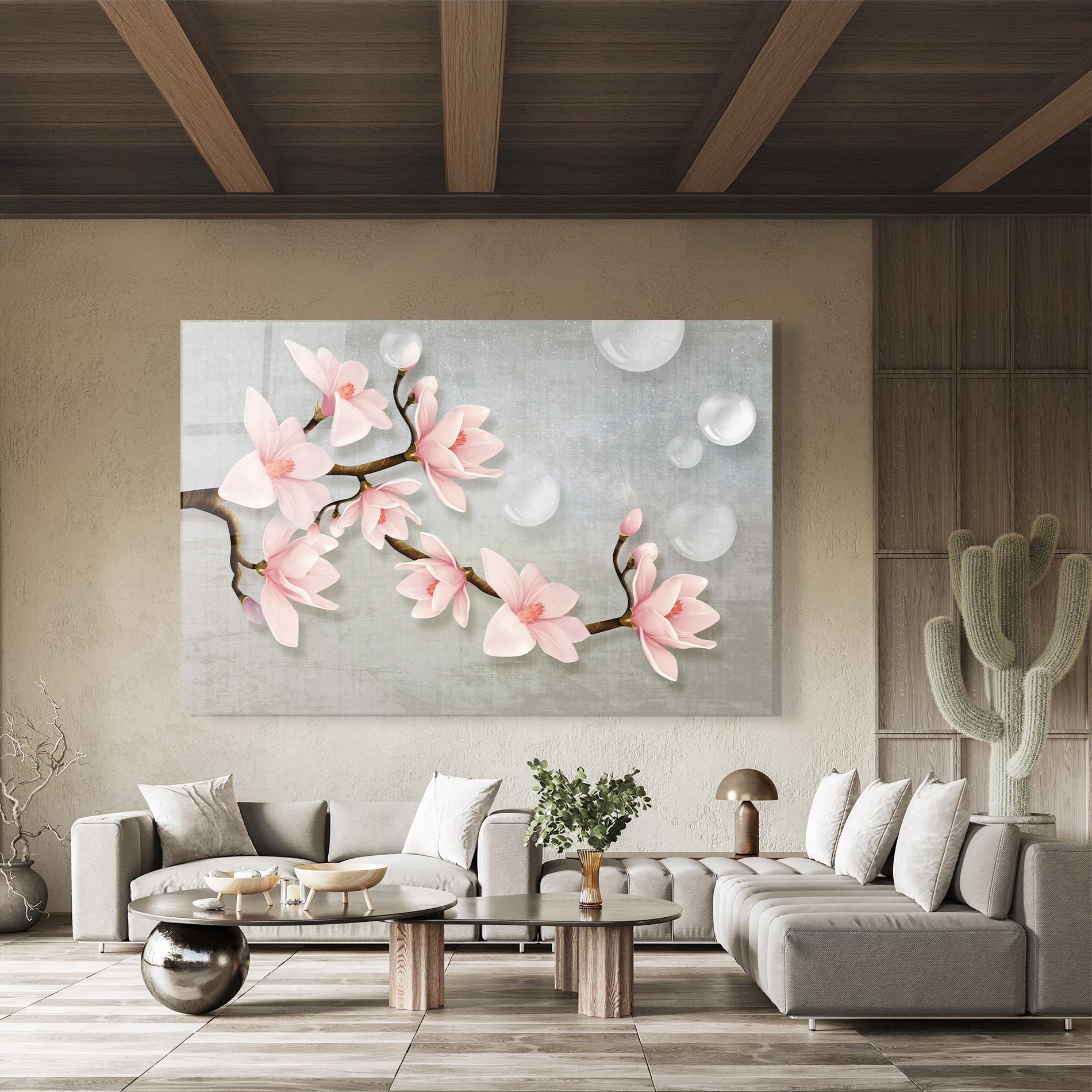 Tablou Sticla Pink Magnolia mockup 8