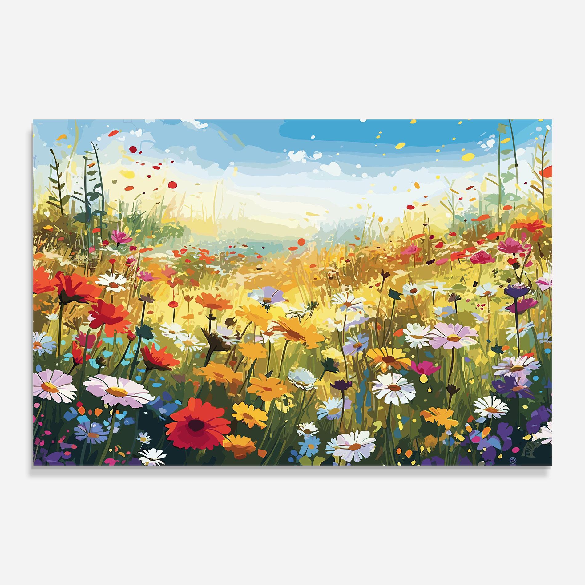 Tablou Sticla Colorful Daisy Mix mockup 0
