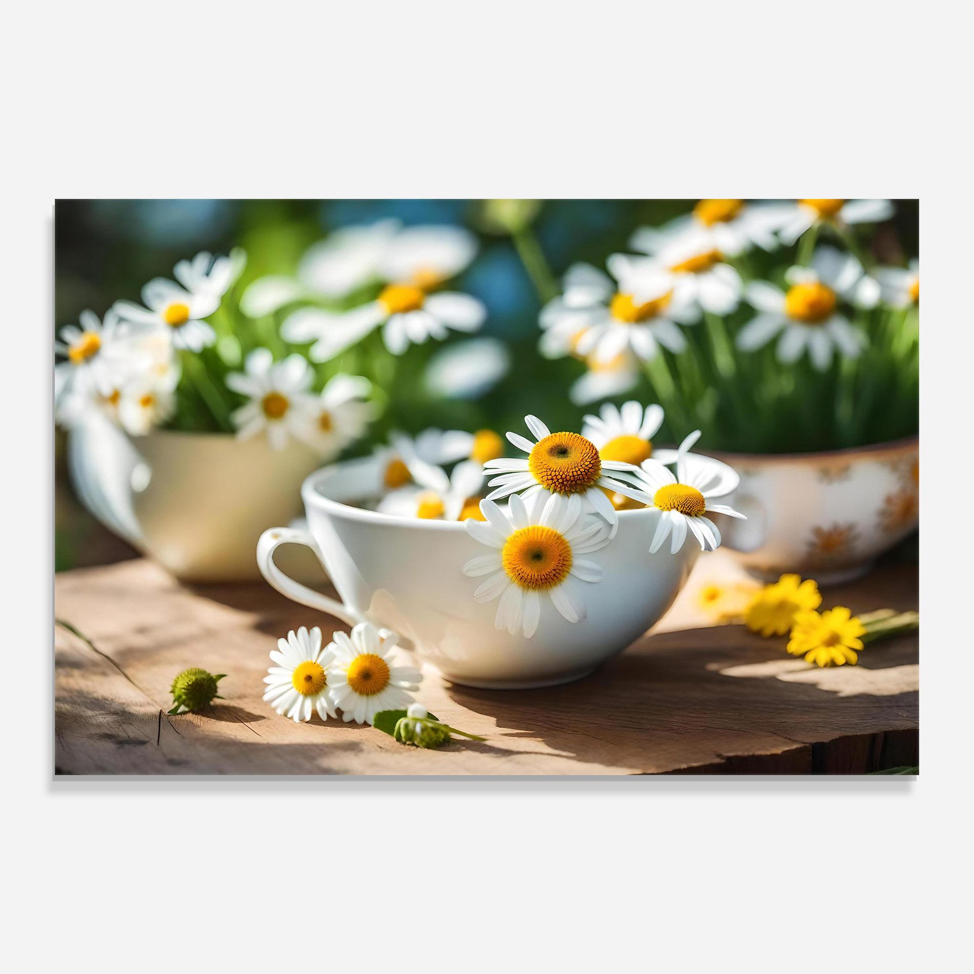 Tablou Sticla Daisies In A Cup mockup 0