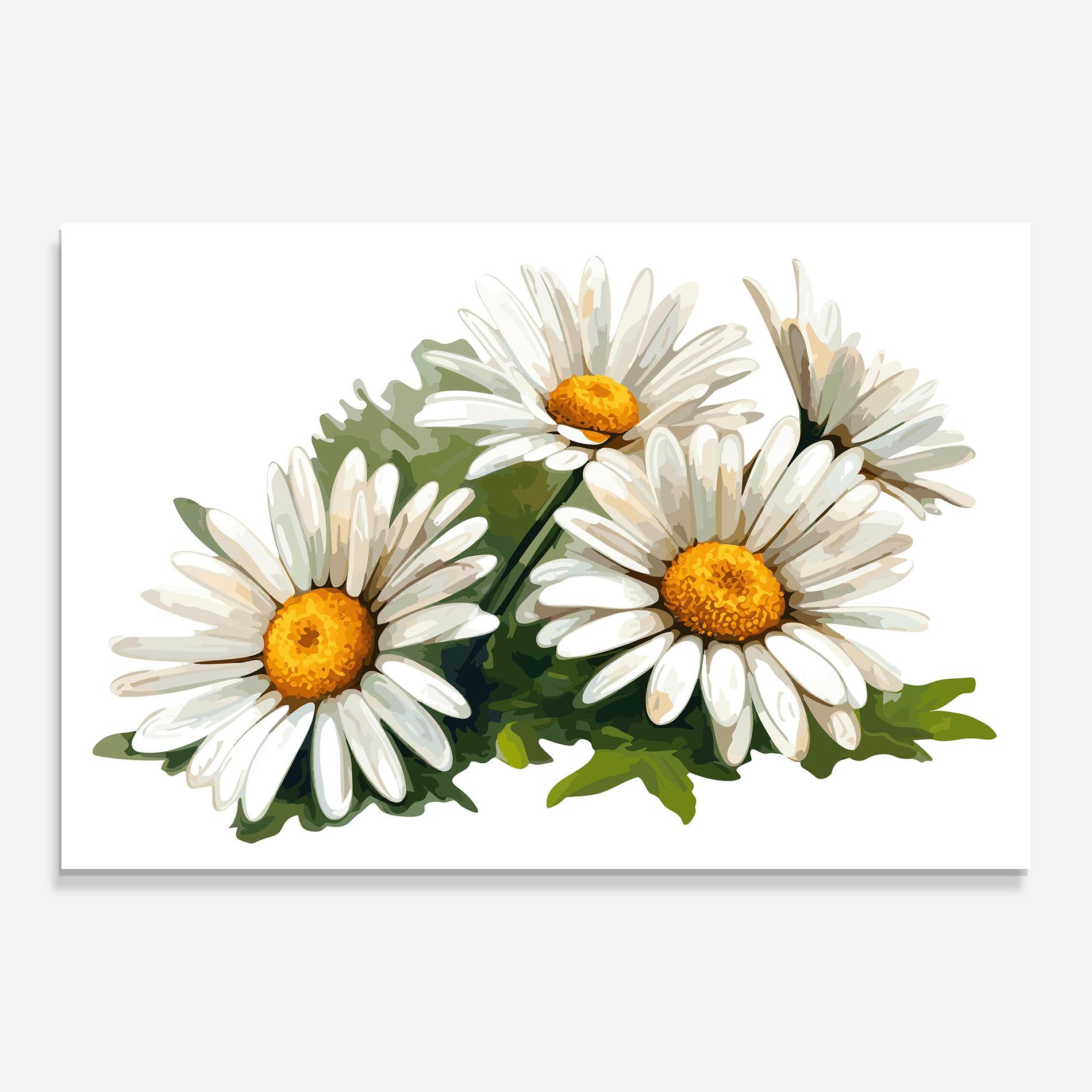 Tablou Sticla Grey White Daisy mockup 0
