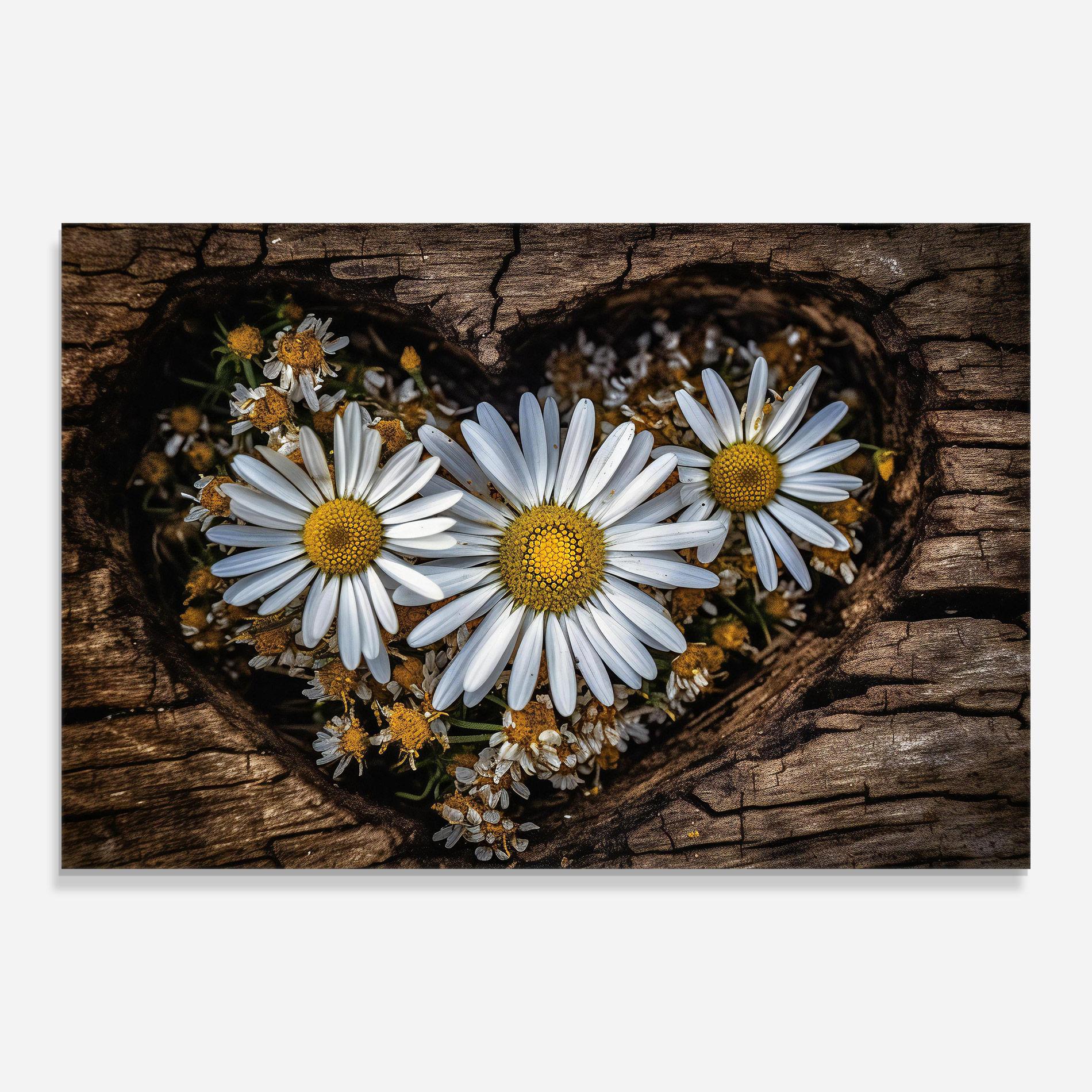 Tablou Sticla Heart Shaped Daisy mockup 0