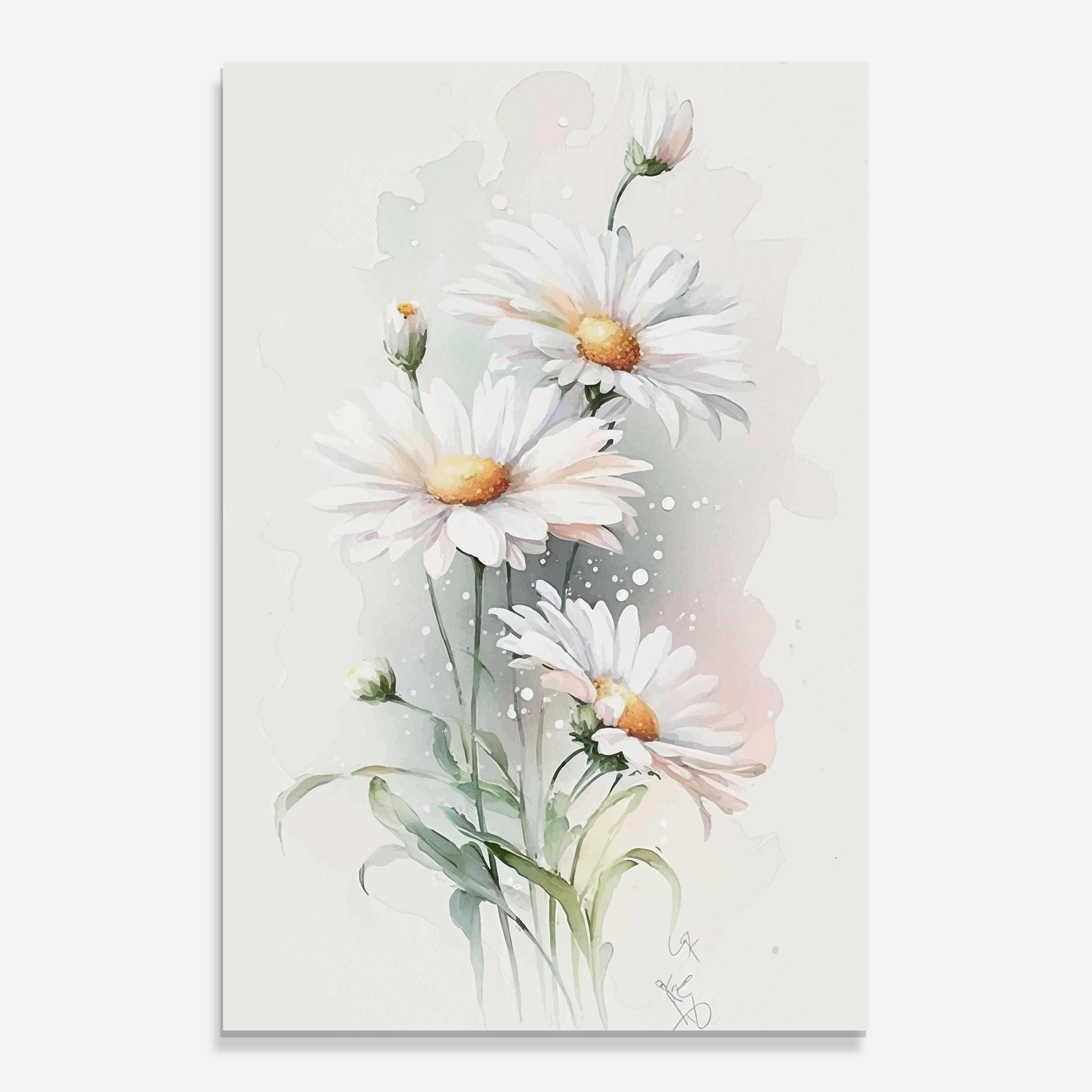 Tablou Sticla Dreamy White Daisy mockup 0