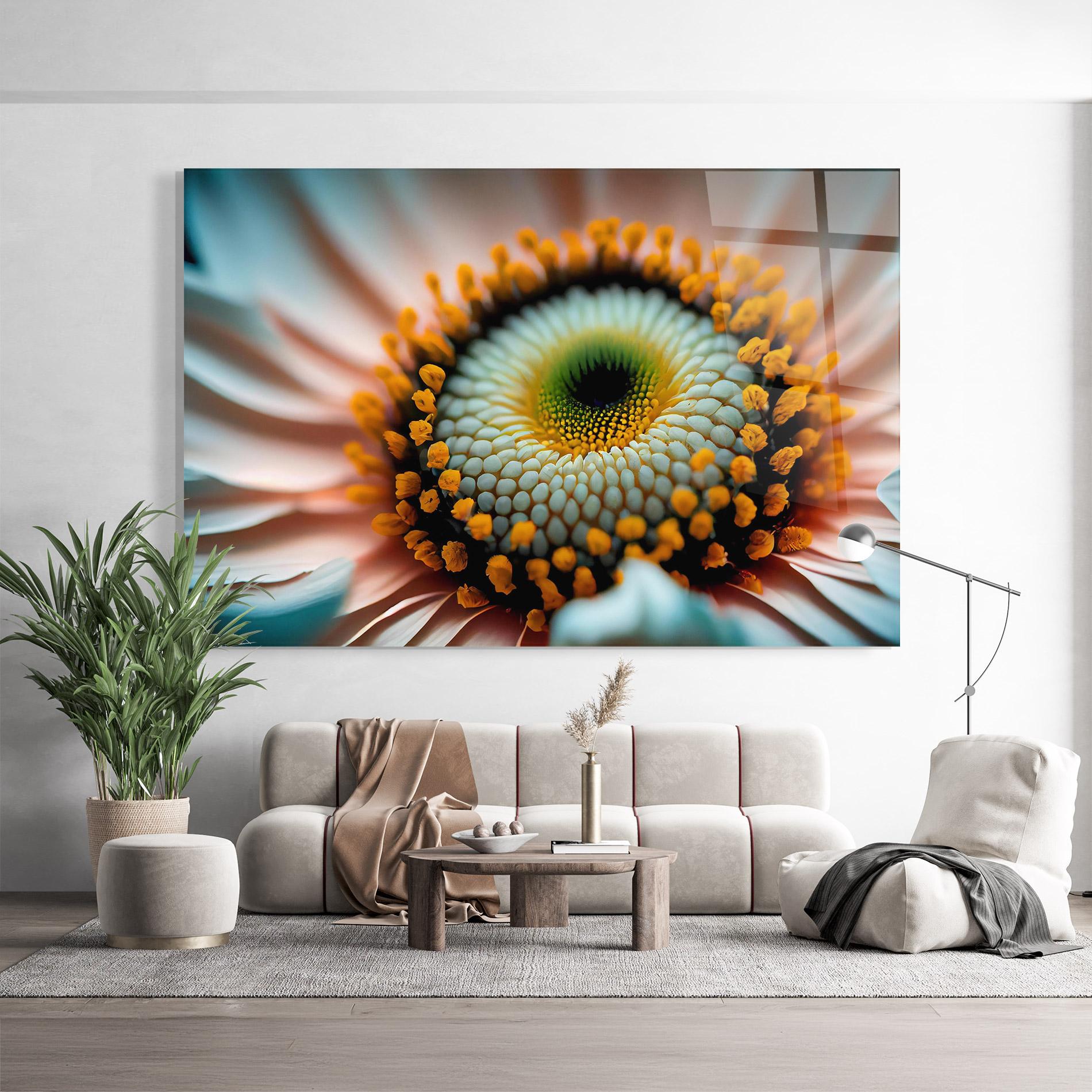 Tablou Sticla Big Blue Daisy mockup 9