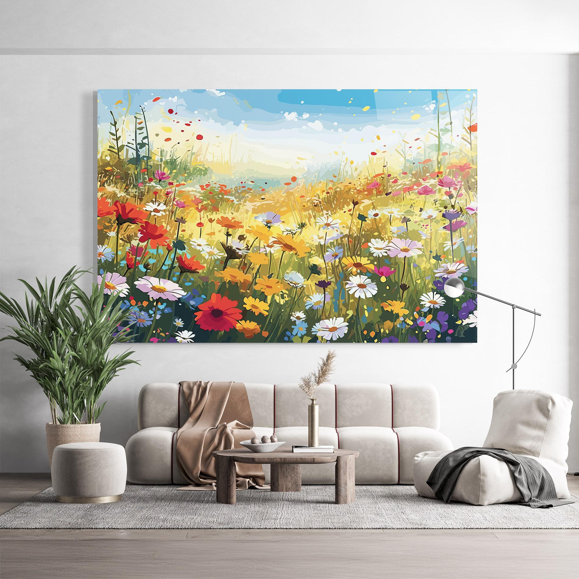 Tablou Sticla Colorful Daisy Mix mockup 9