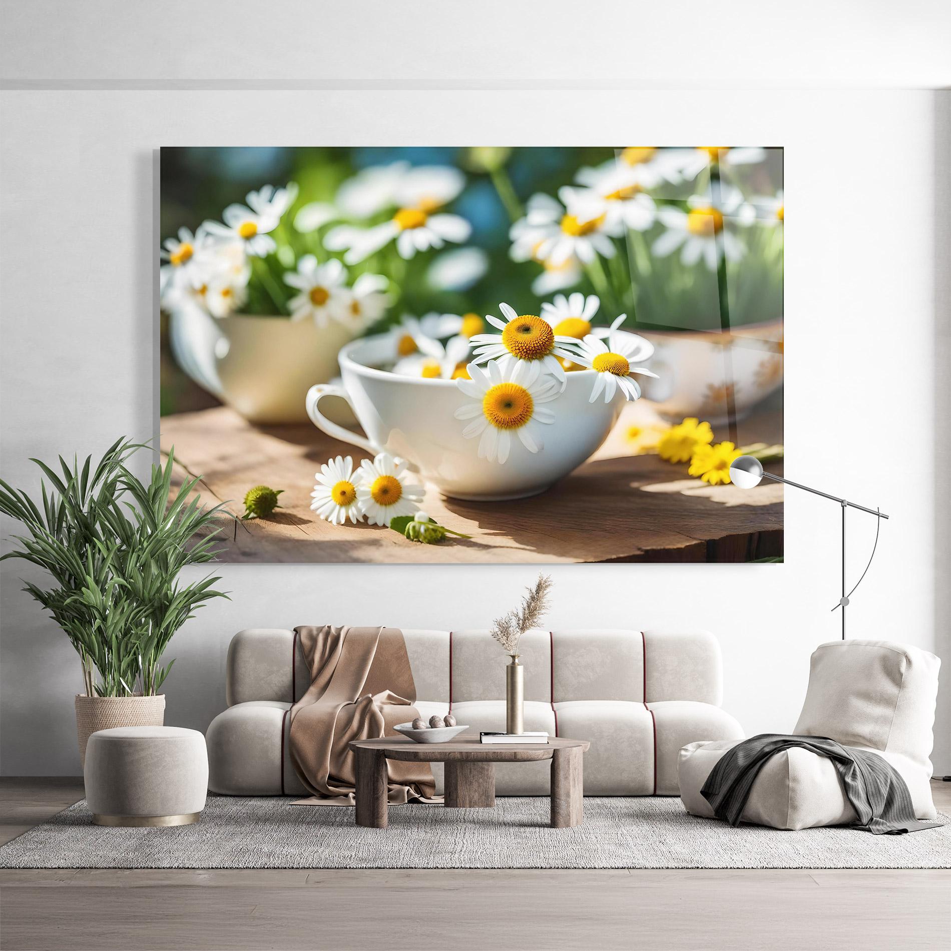Tablou Sticla Daisies In A Cup mockup 9