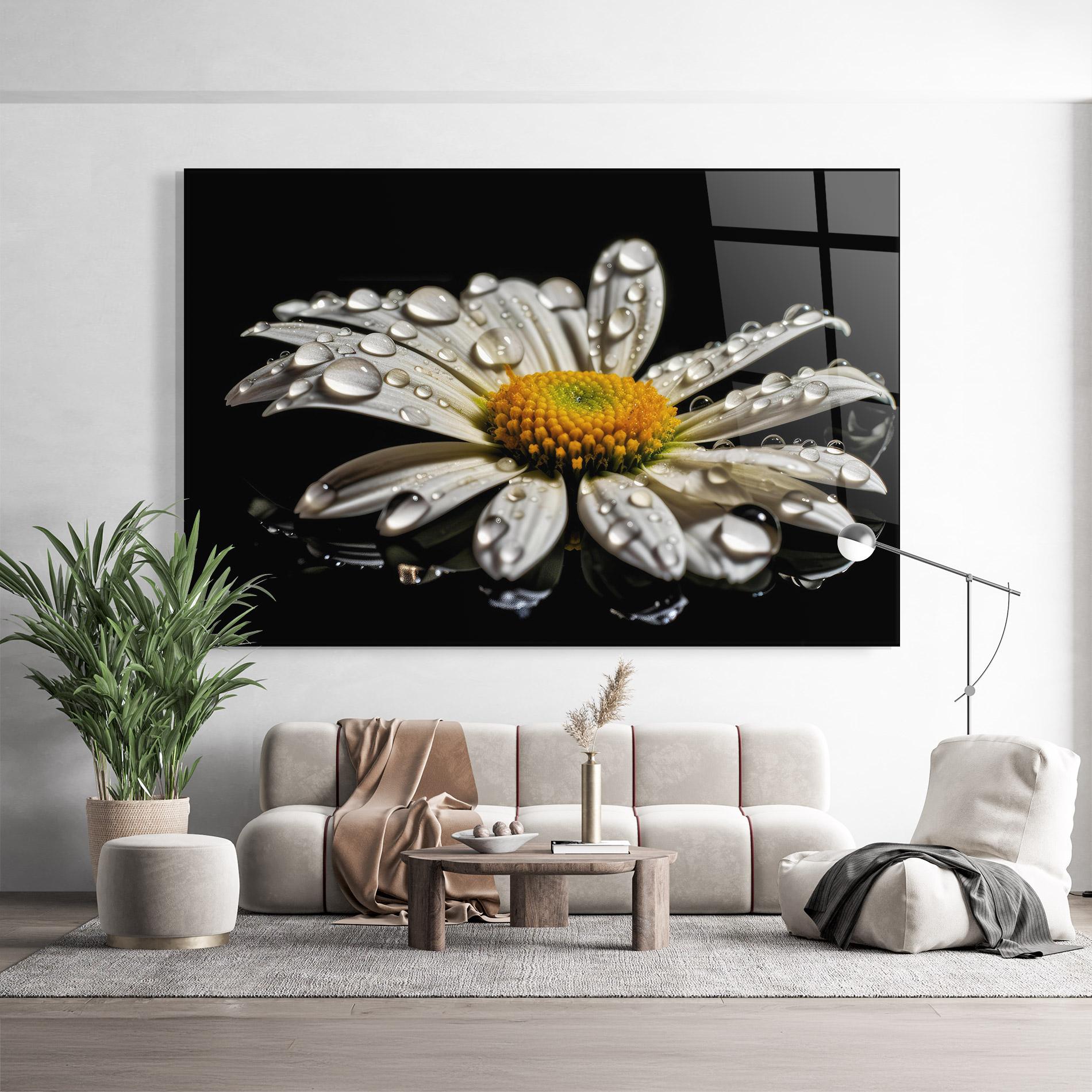 Tablou Sticla Daisy After The Rain mockup 9