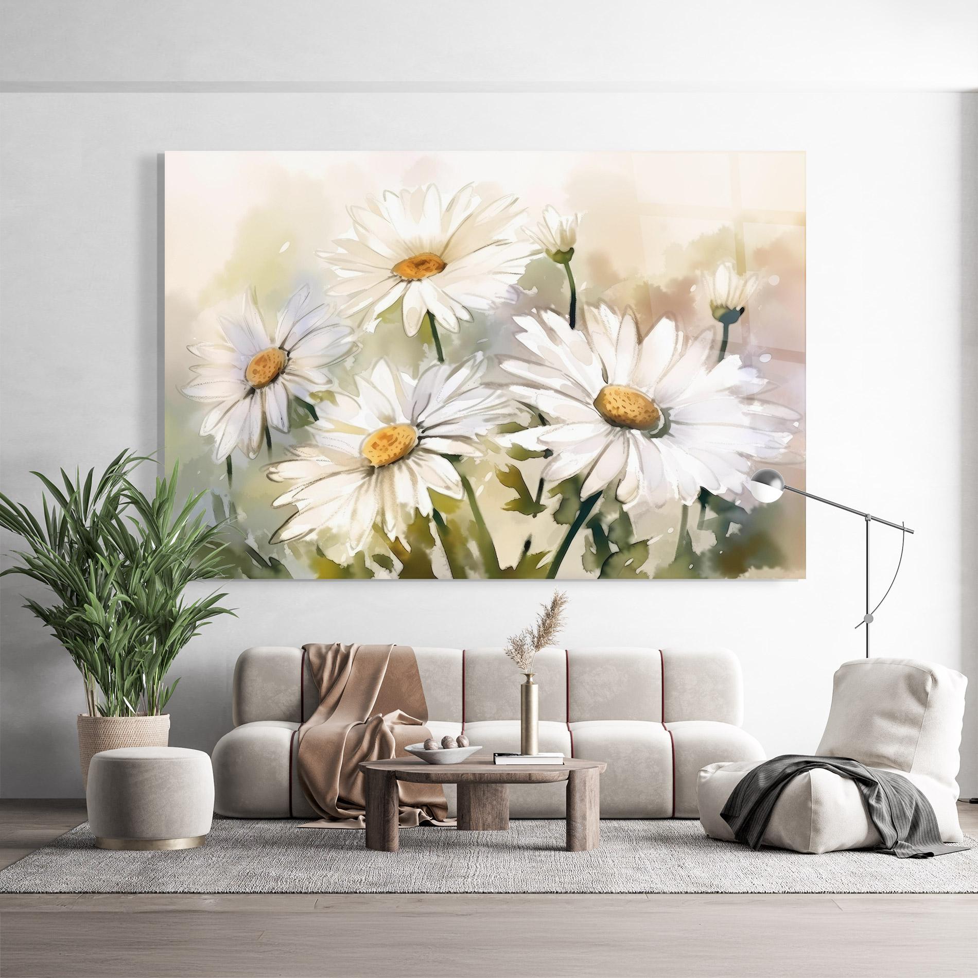 Tablou Sticla Daisy Painting mockup 9