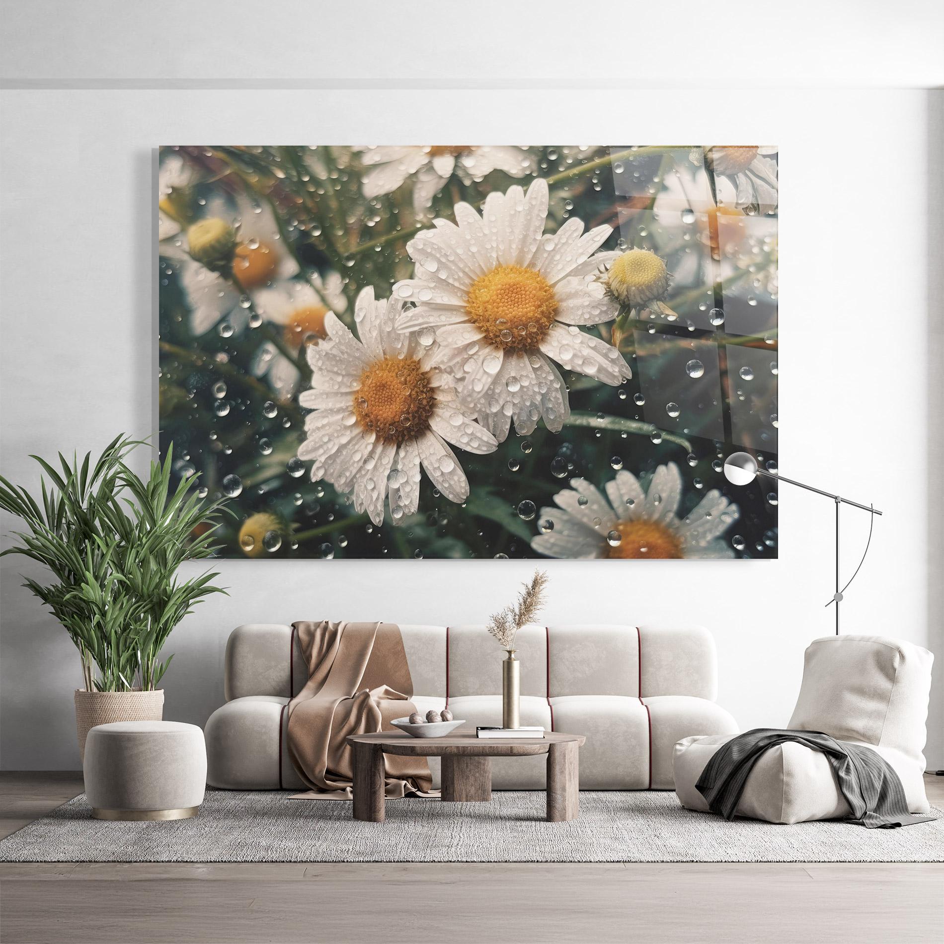 Tablou Sticla Daisy View After Rain mockup 9