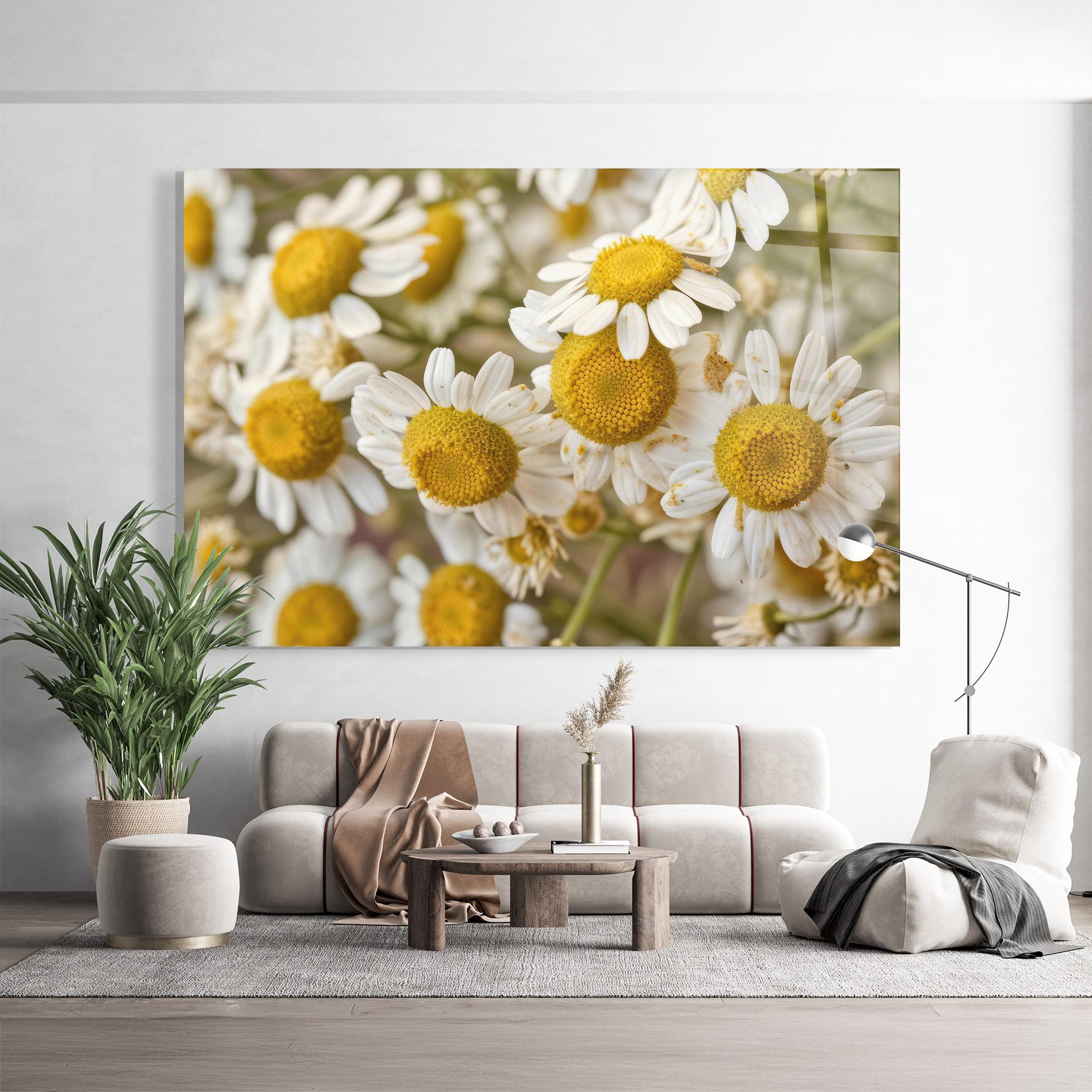 Tablou Sticla Daisy Wall mockup 9