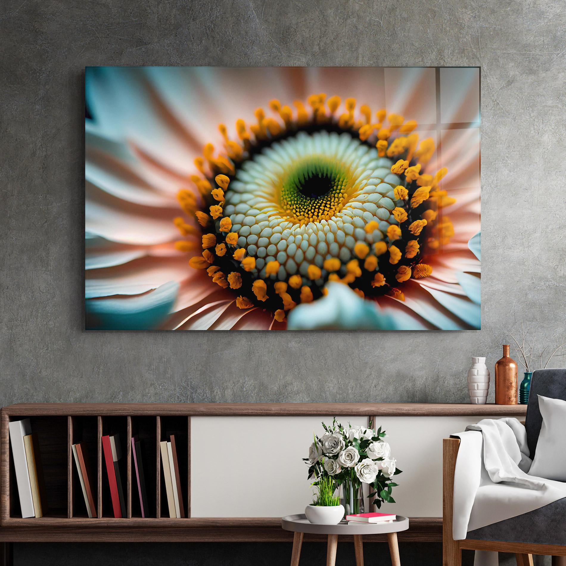 Tablou Sticla Big Blue Daisy mockup 2