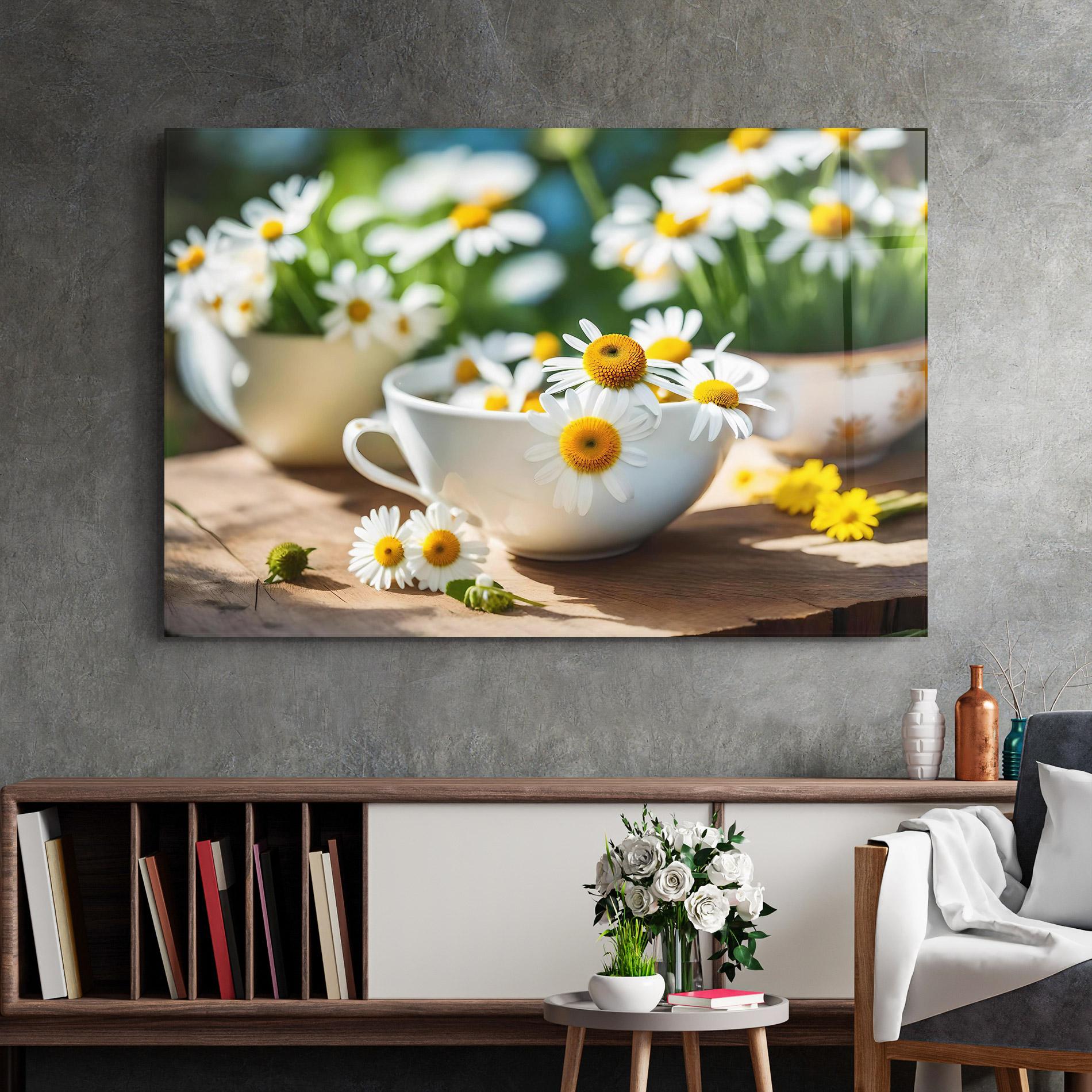 Tablou Sticla Daisies In A Cup mockup 2