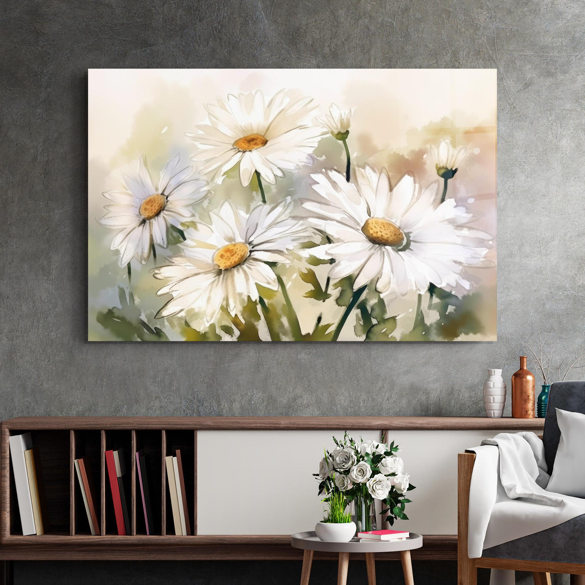 Tablou Sticla Daisy Painting mockup 2