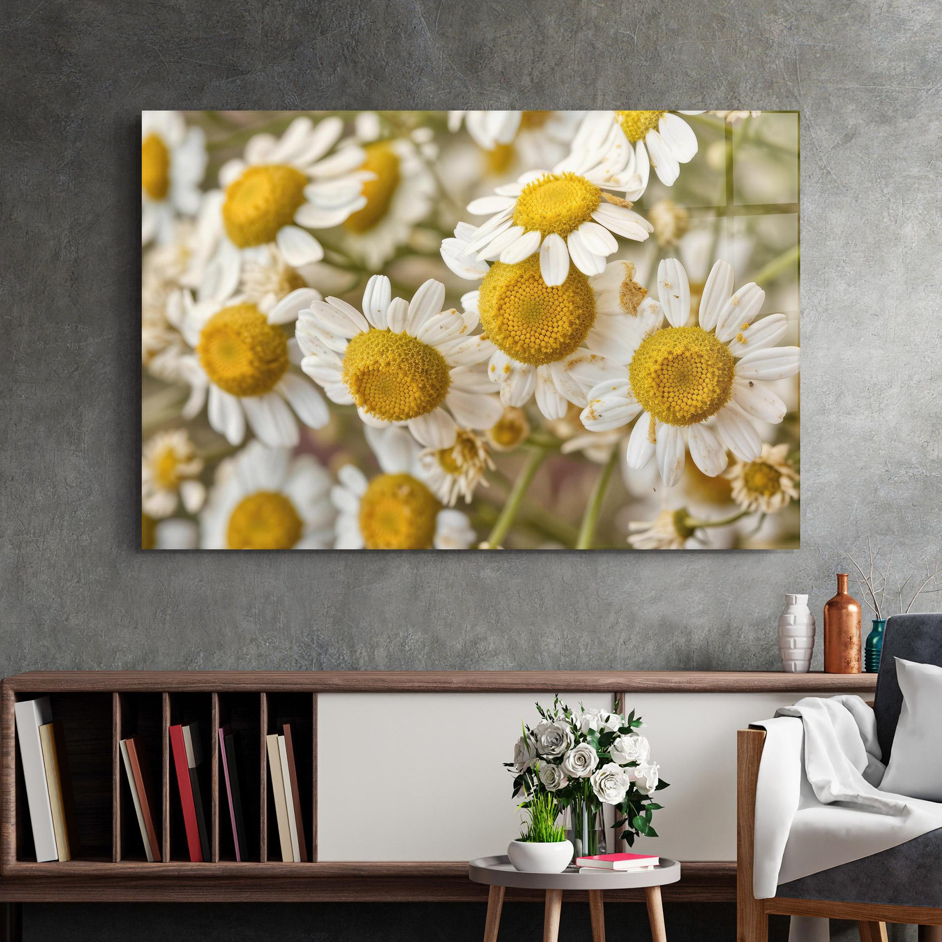 Tablou Sticla Daisy Wall mockup 2