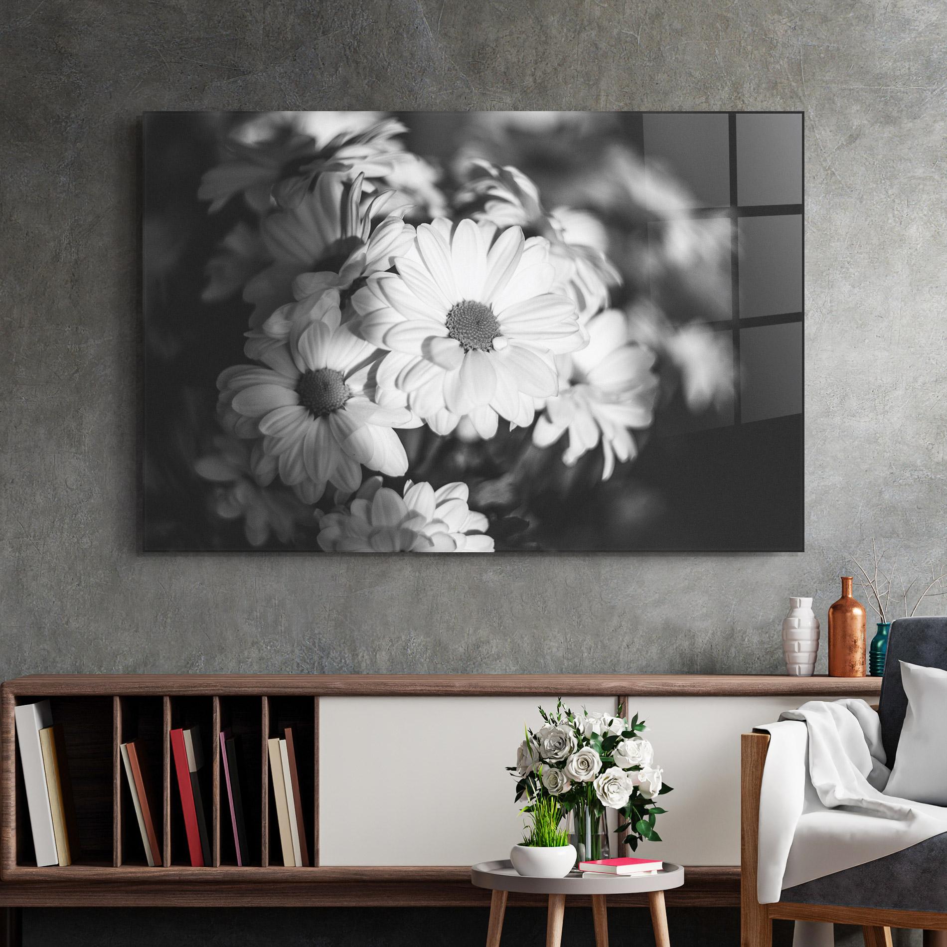 Tablou Sticla Grey Daisy mockup 2