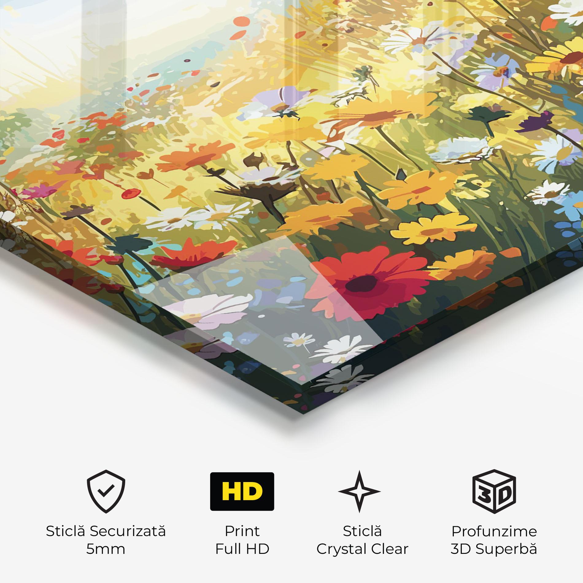 Tablou Sticla Colorful Daisy Mix mockup 3