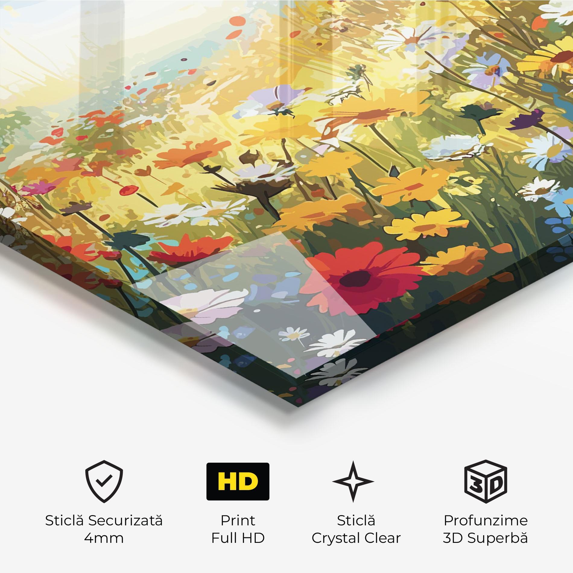 Tablou Sticla Colorful Daisy Mix mockup 3