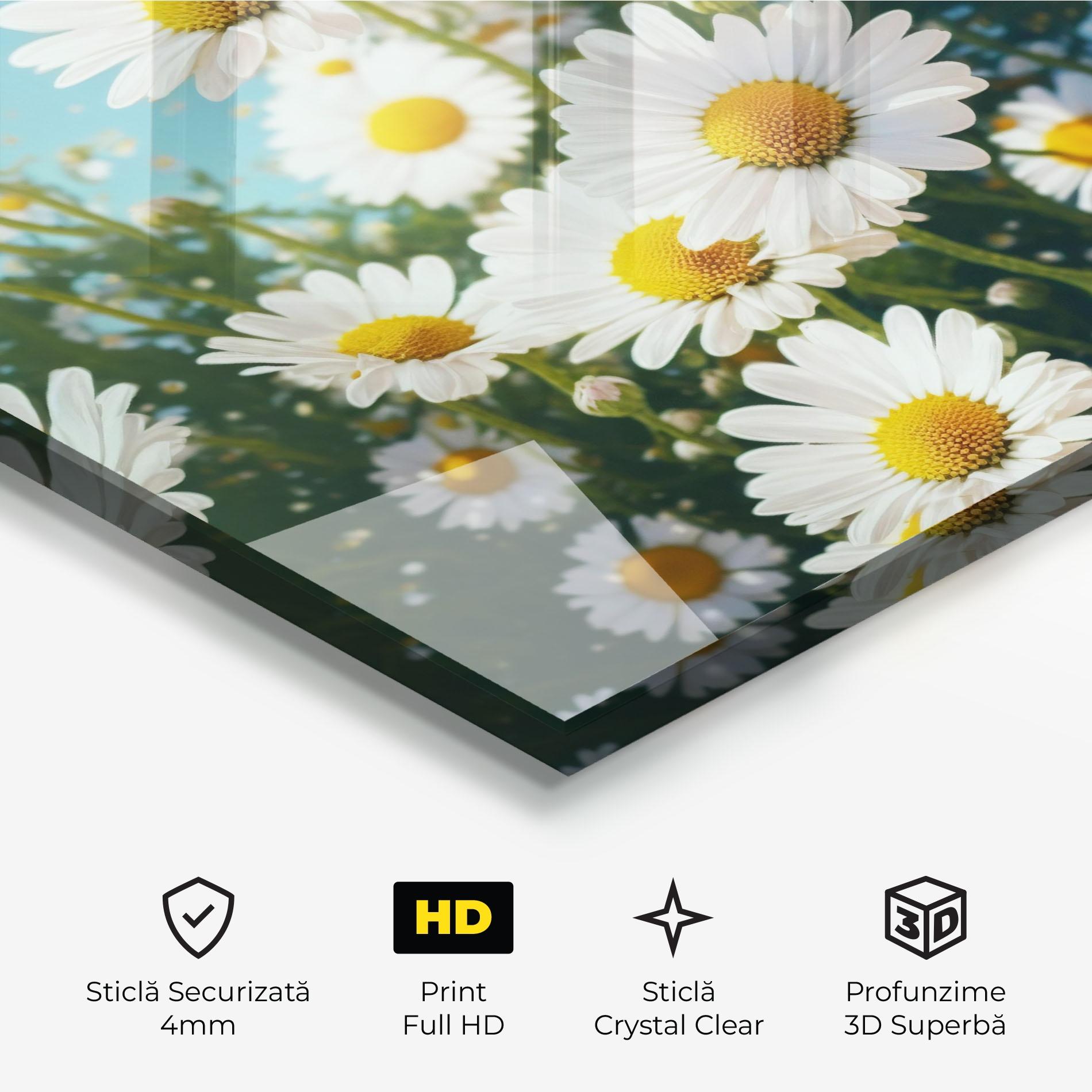 Tablou Sticla Daisy Field View mockup 3
