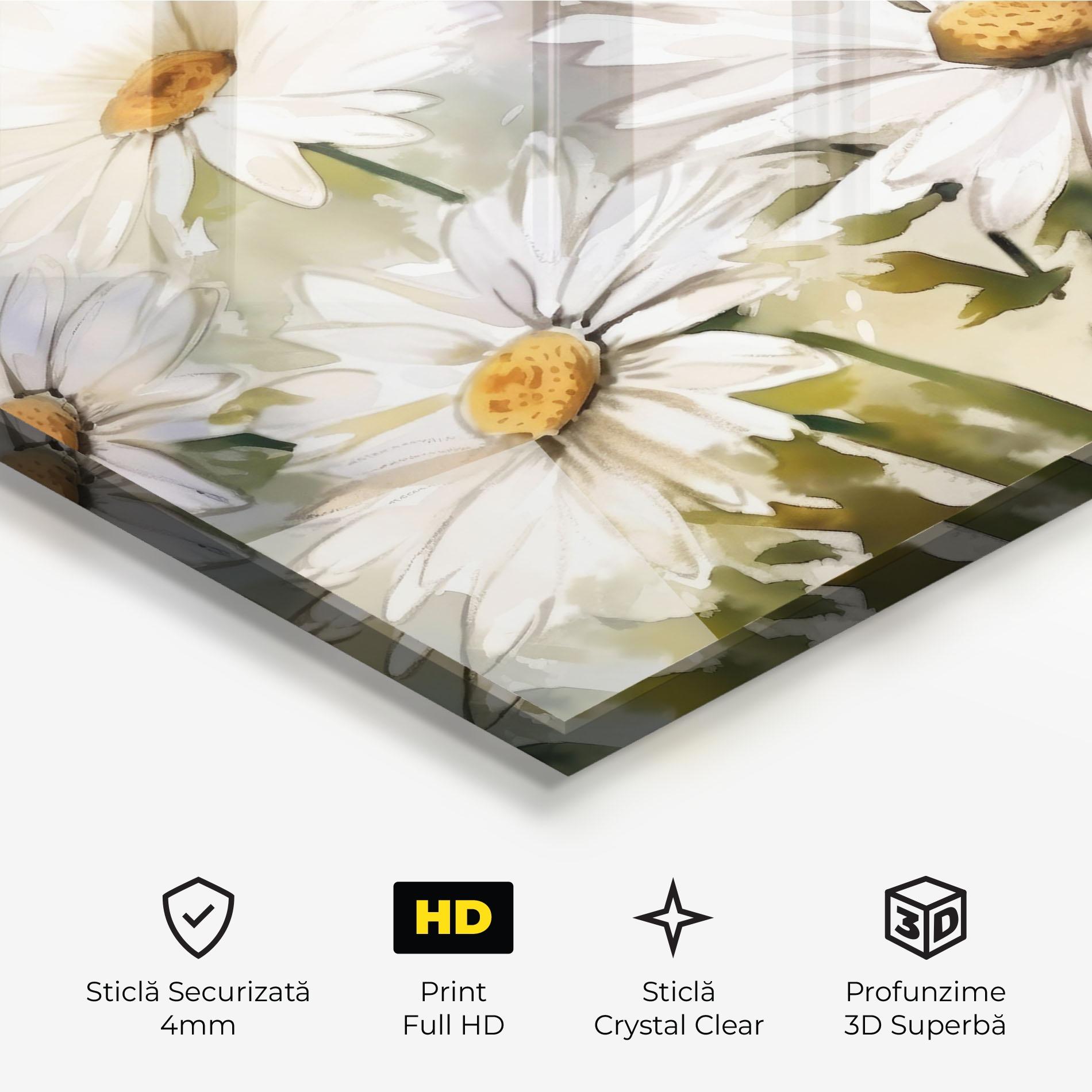 Tablou Sticla Daisy Painting mockup 3