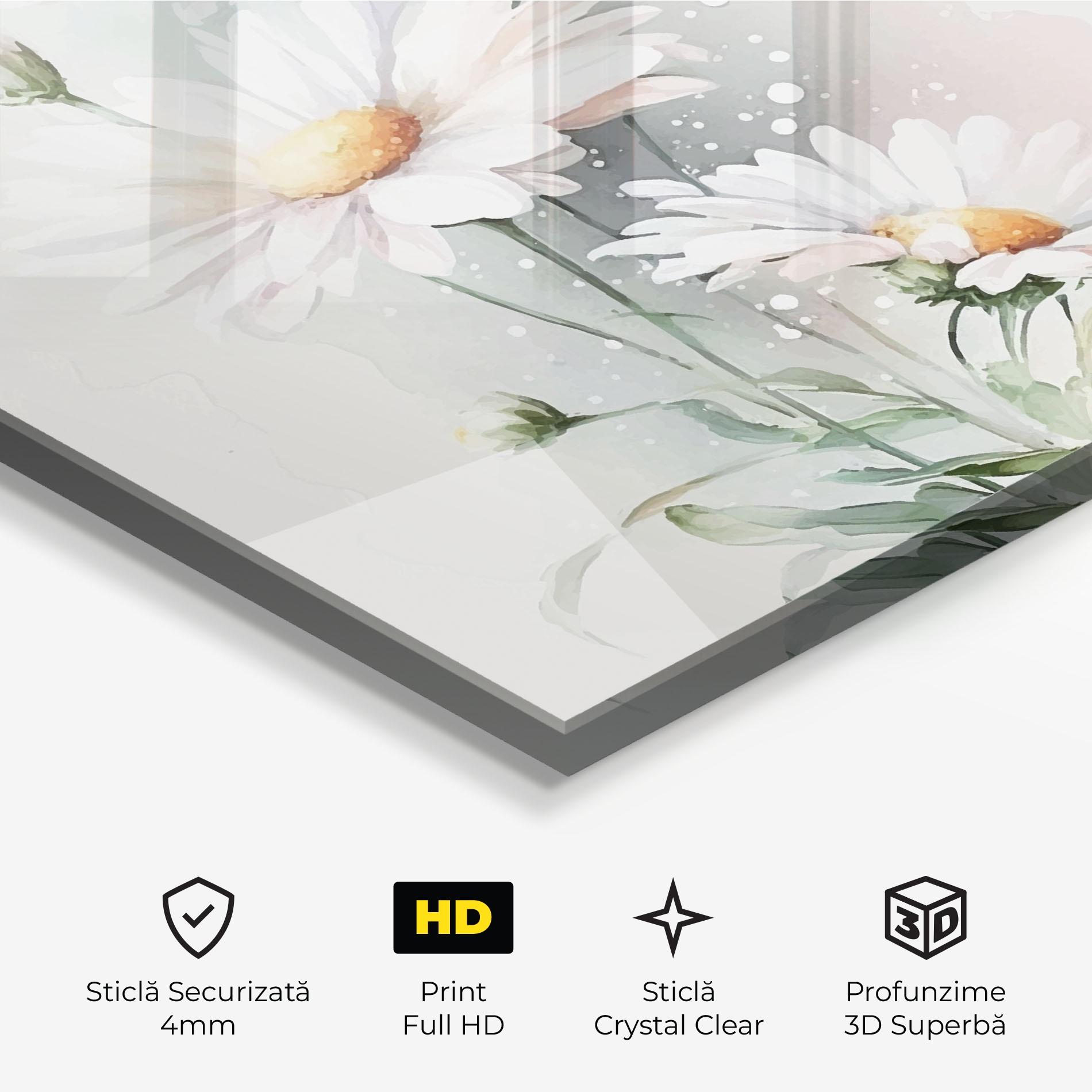 Tablou Sticla Dreamy White Daisy mockup 3