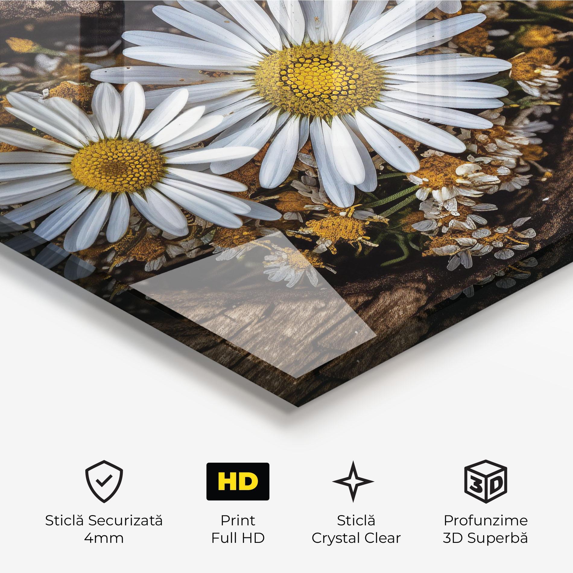 Tablou Sticla Heart Shaped Daisy mockup 3