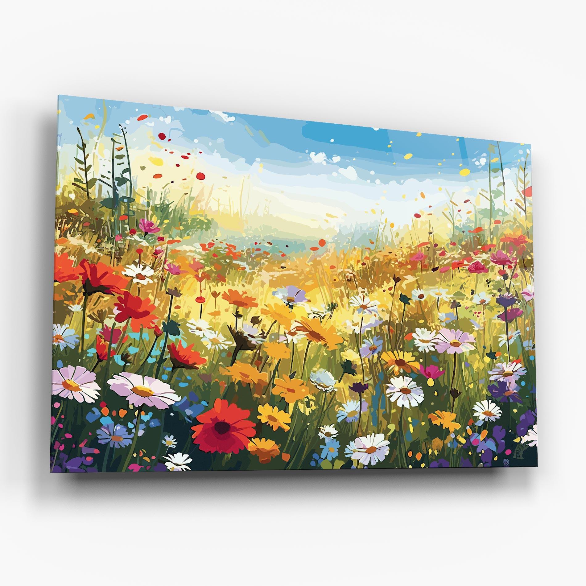 Tablou Sticla Colorful Daisy Mix mockup 6