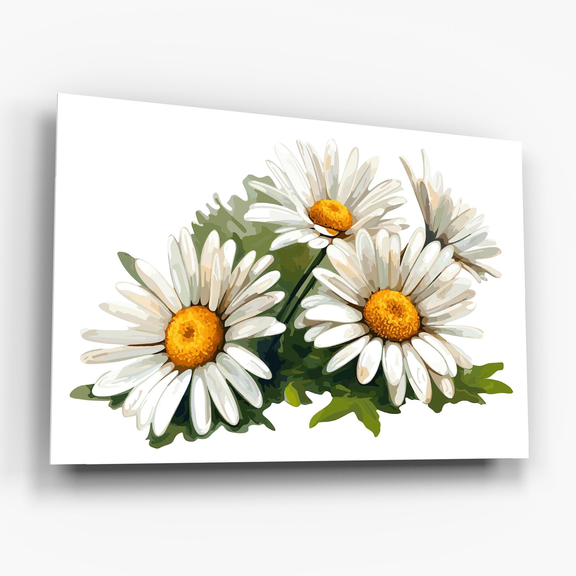 Tablou Sticla Grey White Daisy mockup 6