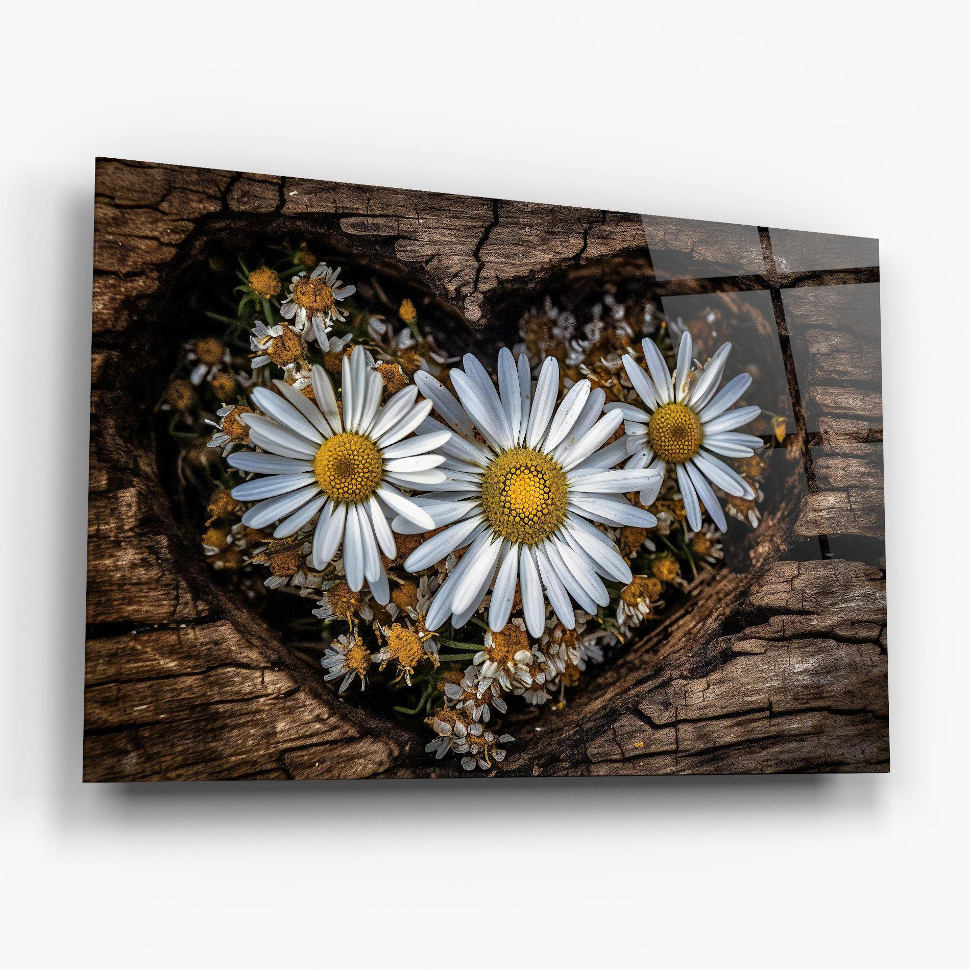 Tablou Sticla Heart Shaped Daisy mockup 6