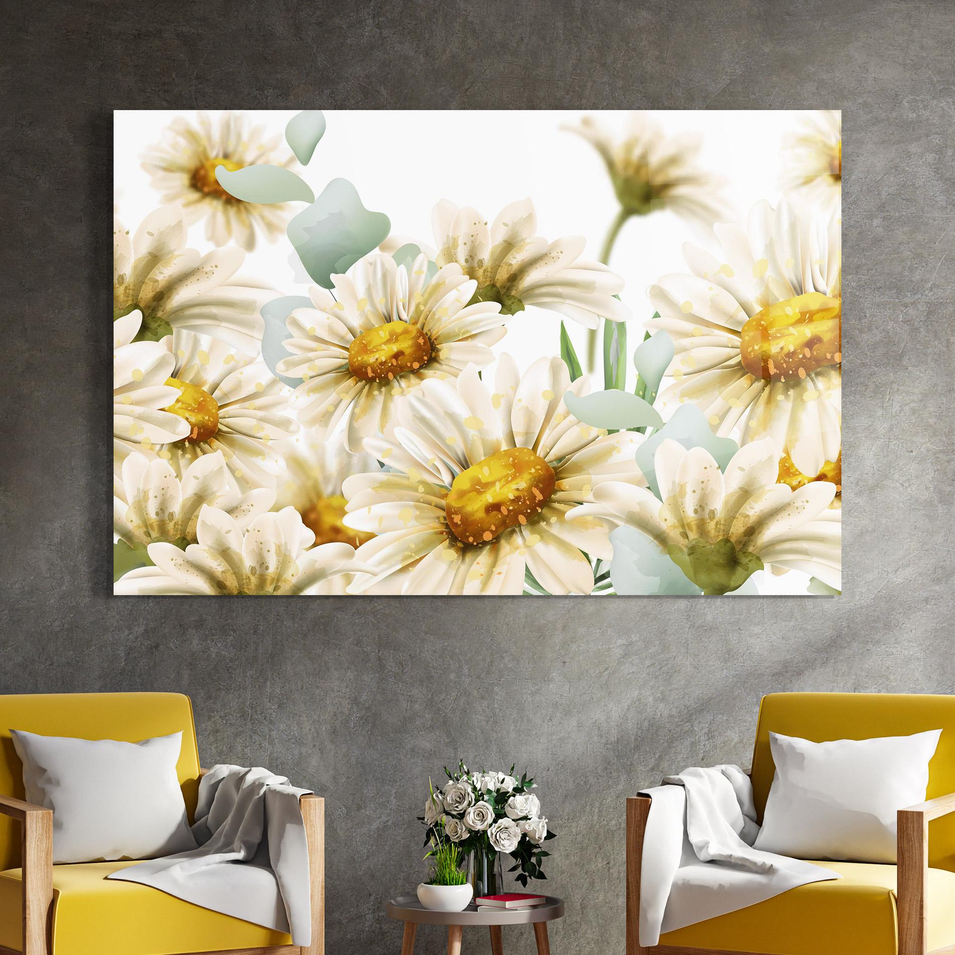 Tablou Sticla Beautiful Daisy Art mockup 4