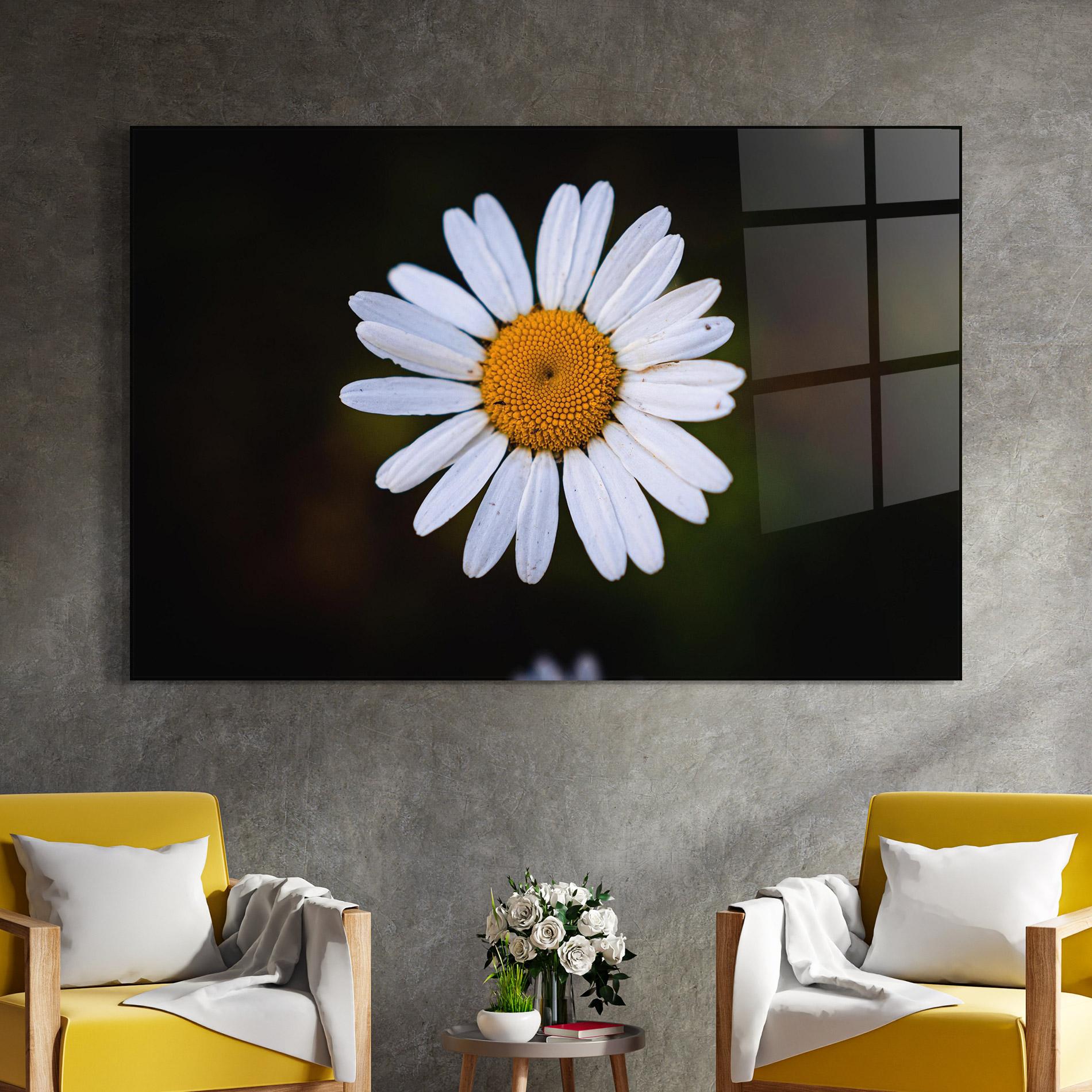 Tablou Sticla Big Yellow Center Daisy mockup 4