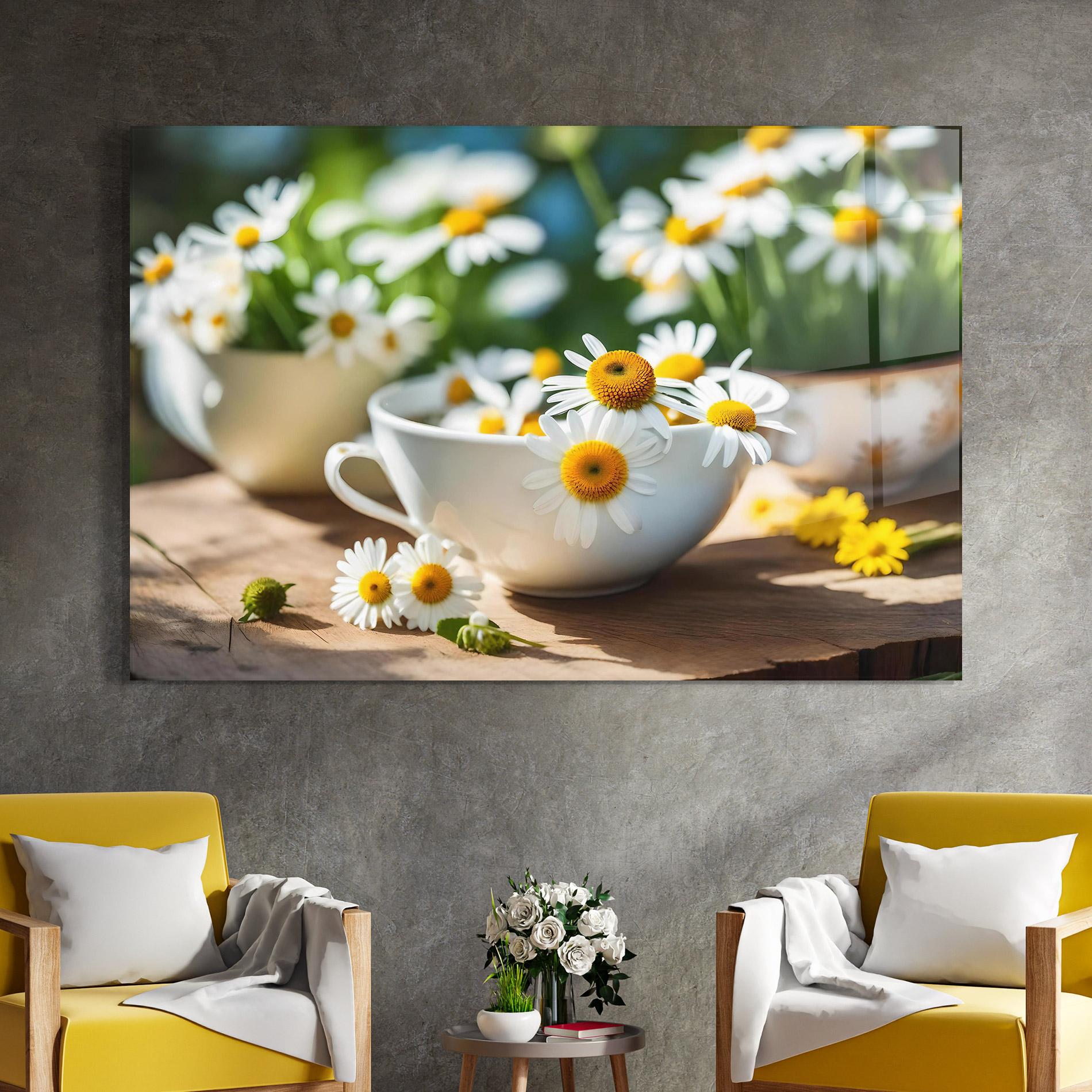 Tablou Sticla Daisies In A Cup mockup 4