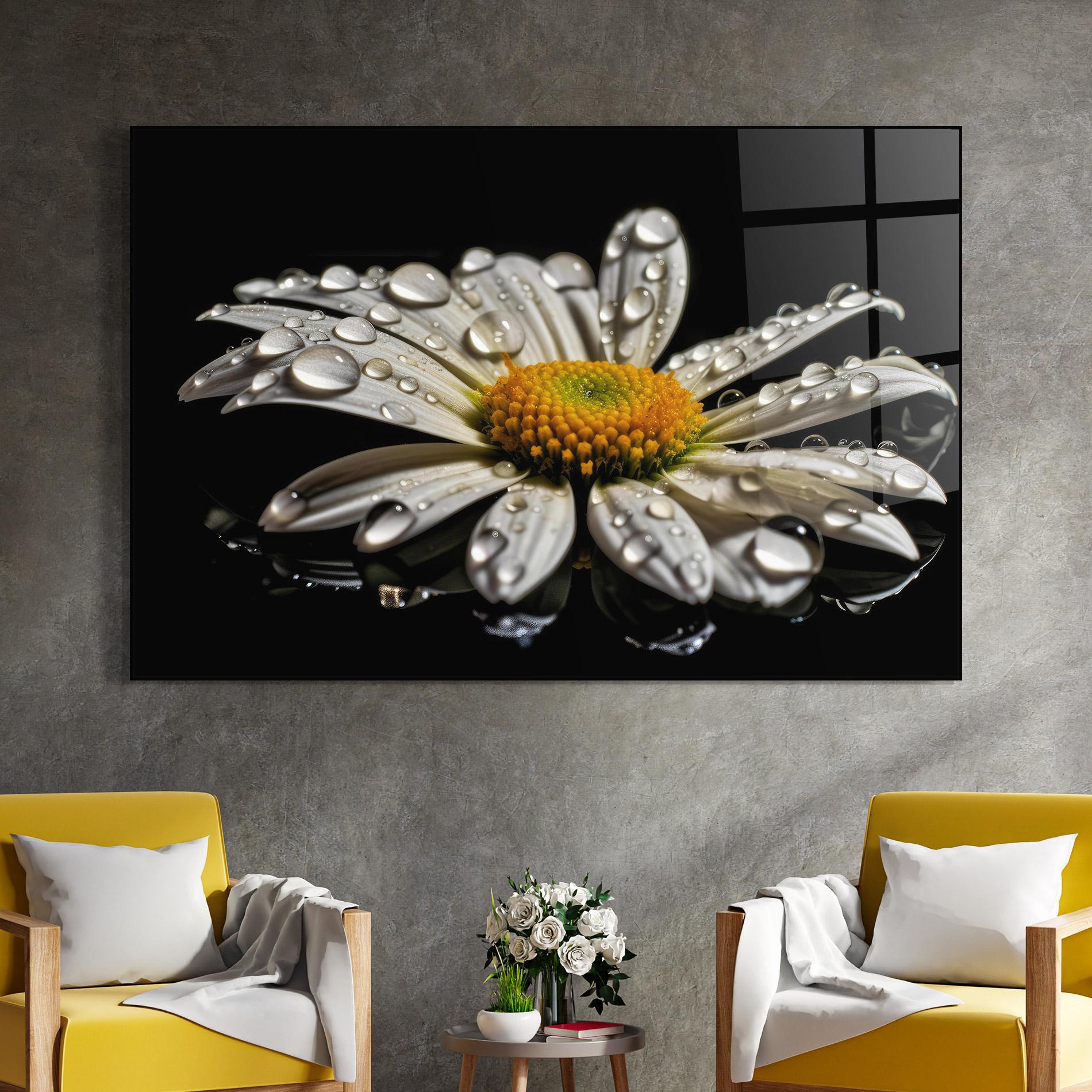 Tablou Sticla Daisy After The Rain mockup 4