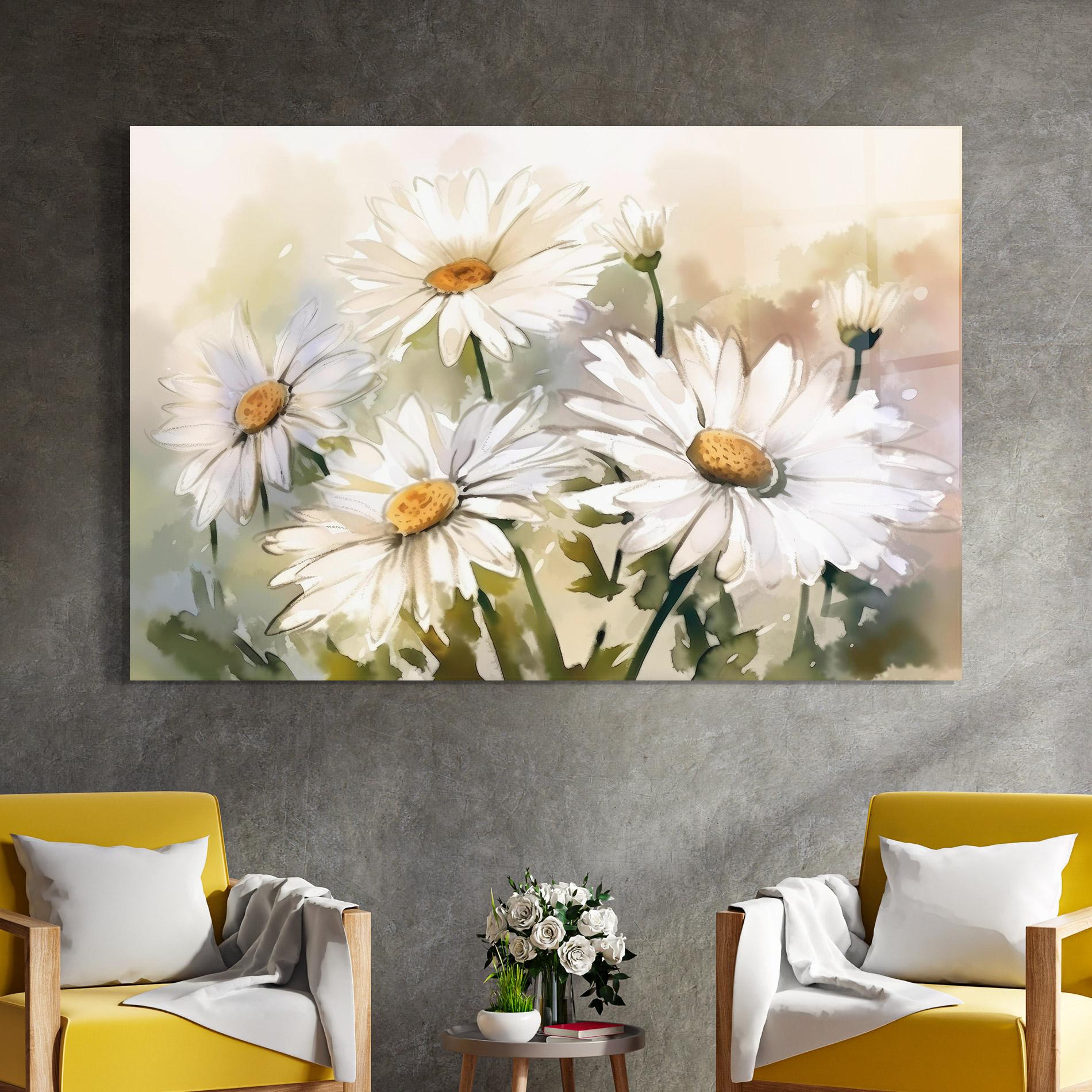 Tablou Sticla Daisy Painting mockup 4