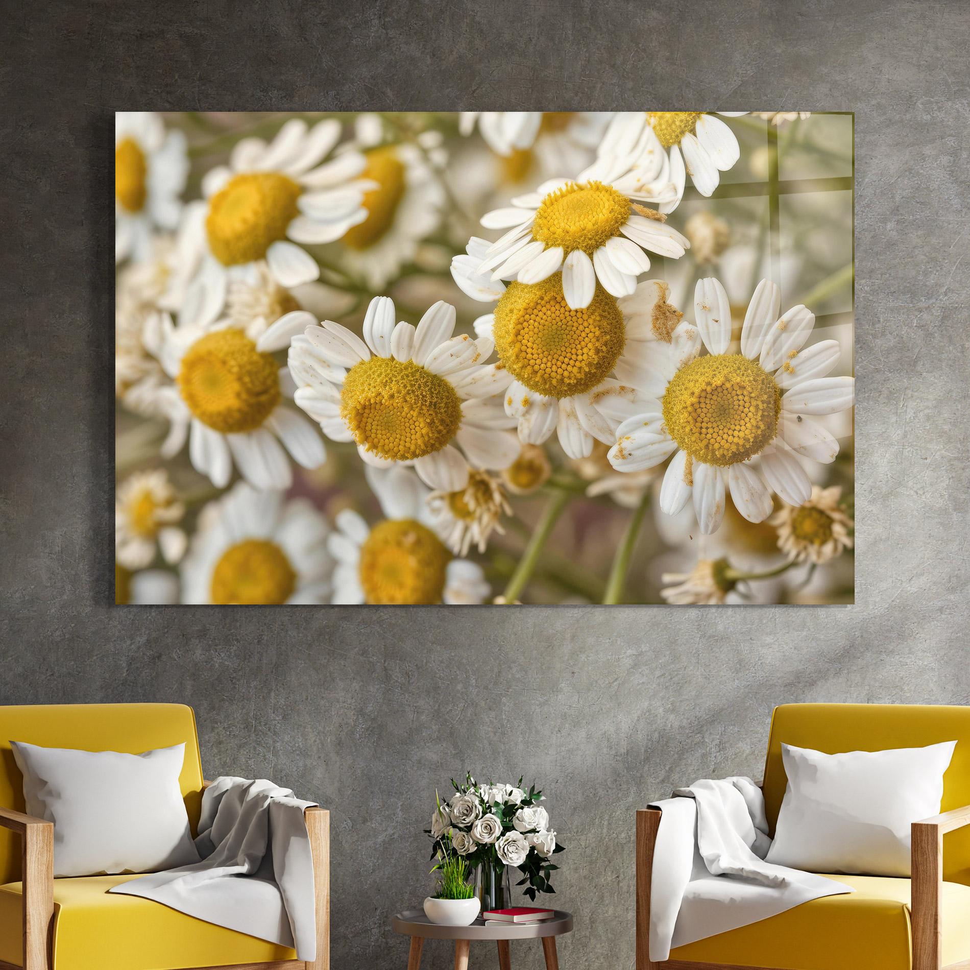 Tablou Sticla Daisy Wall mockup 4