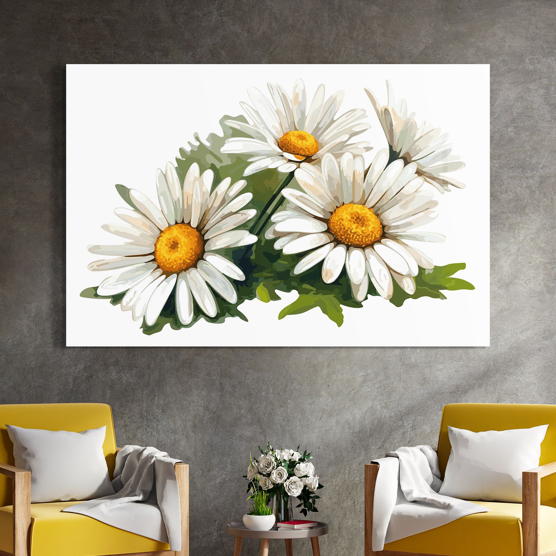 Grey White Daisy mockup 4