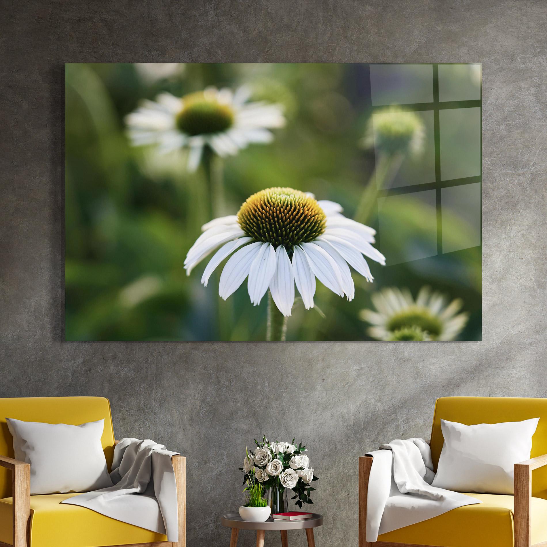 Tablou Sticla Small Green Daisy mockup 4
