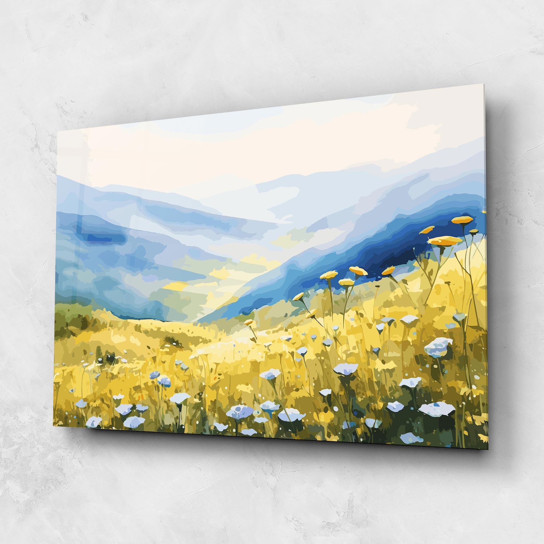 Tablou Sticla Daisy Field Art mockup 1
