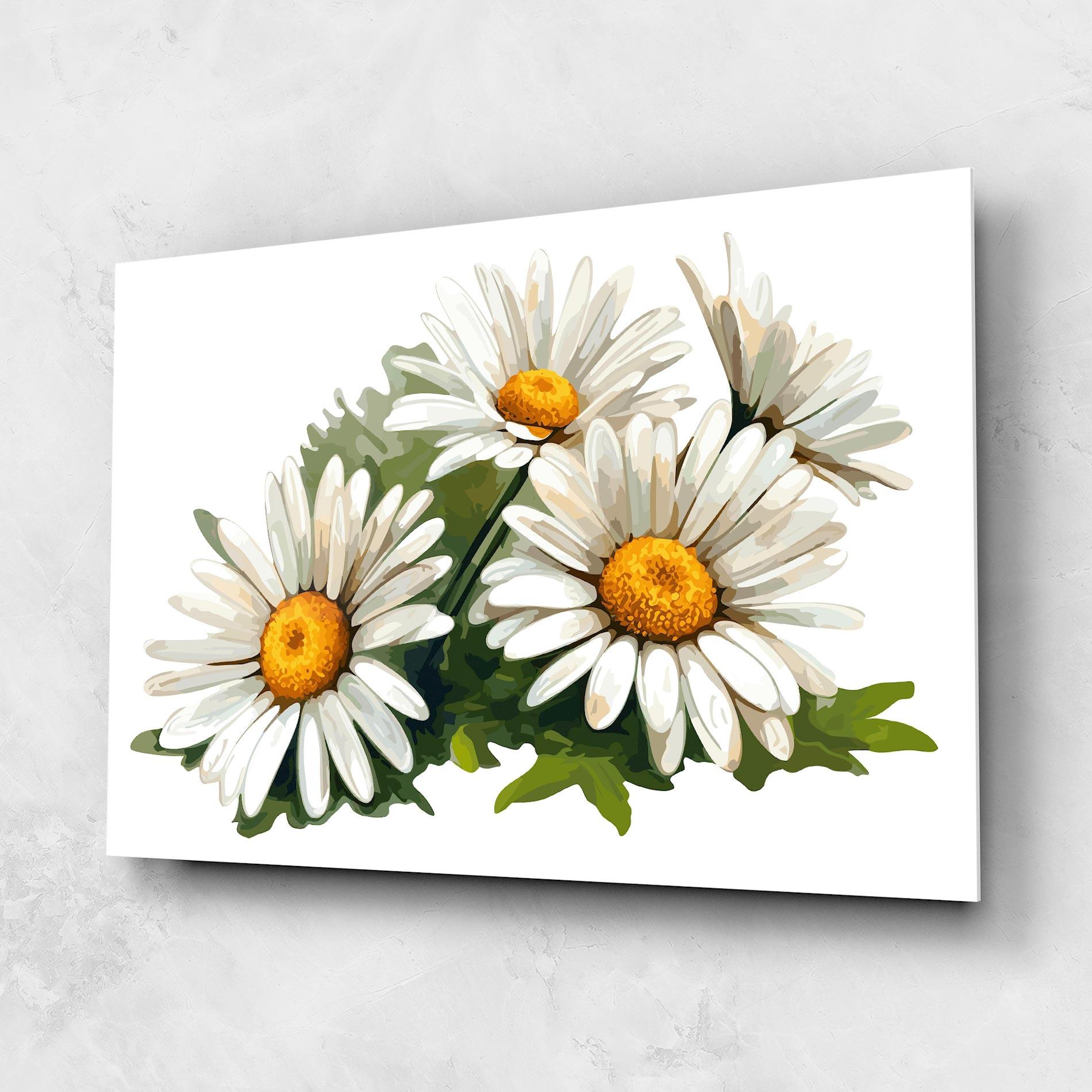 Tablou Sticla Grey White Daisy mockup 1