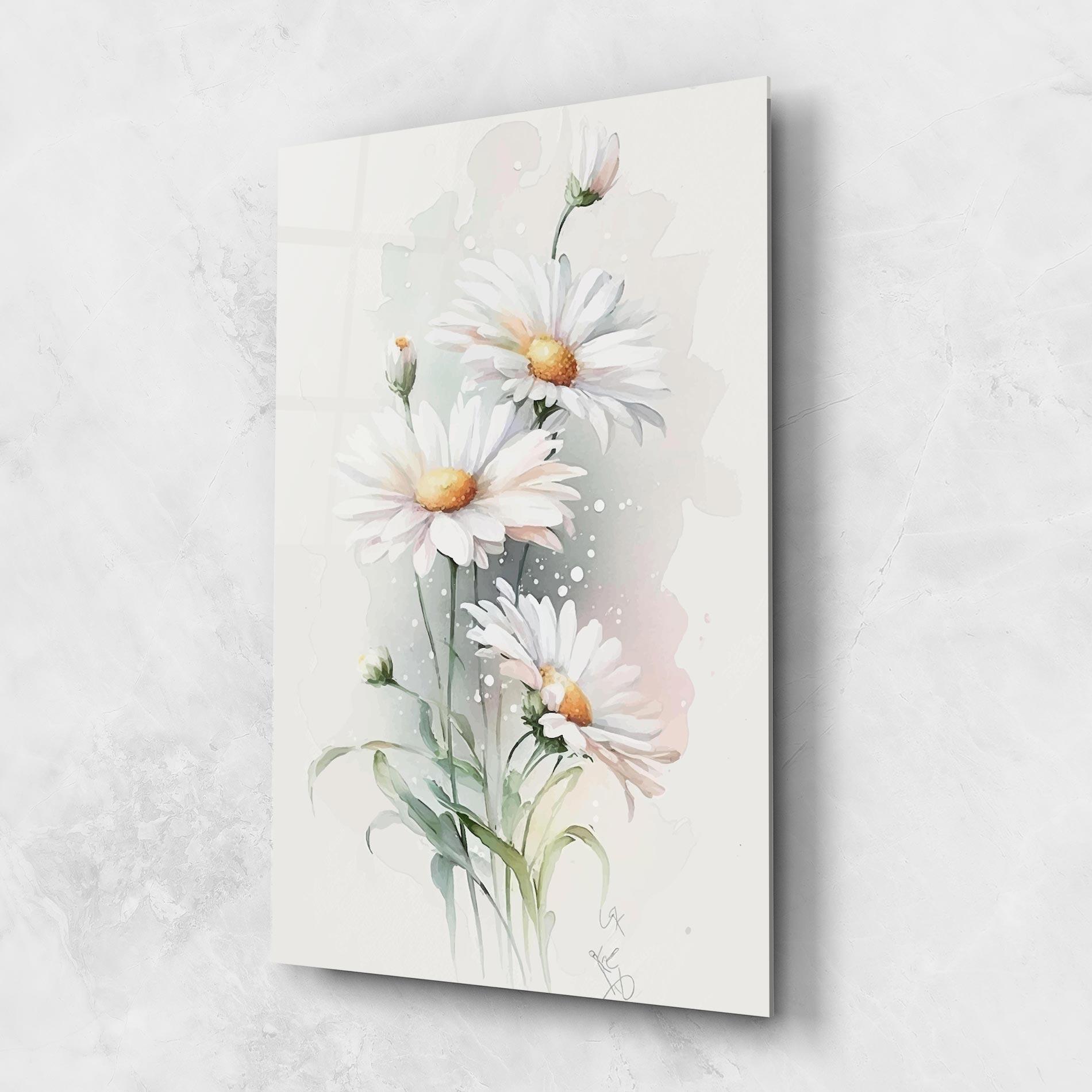 Tablou Sticla Dreamy White Daisy mockup 1