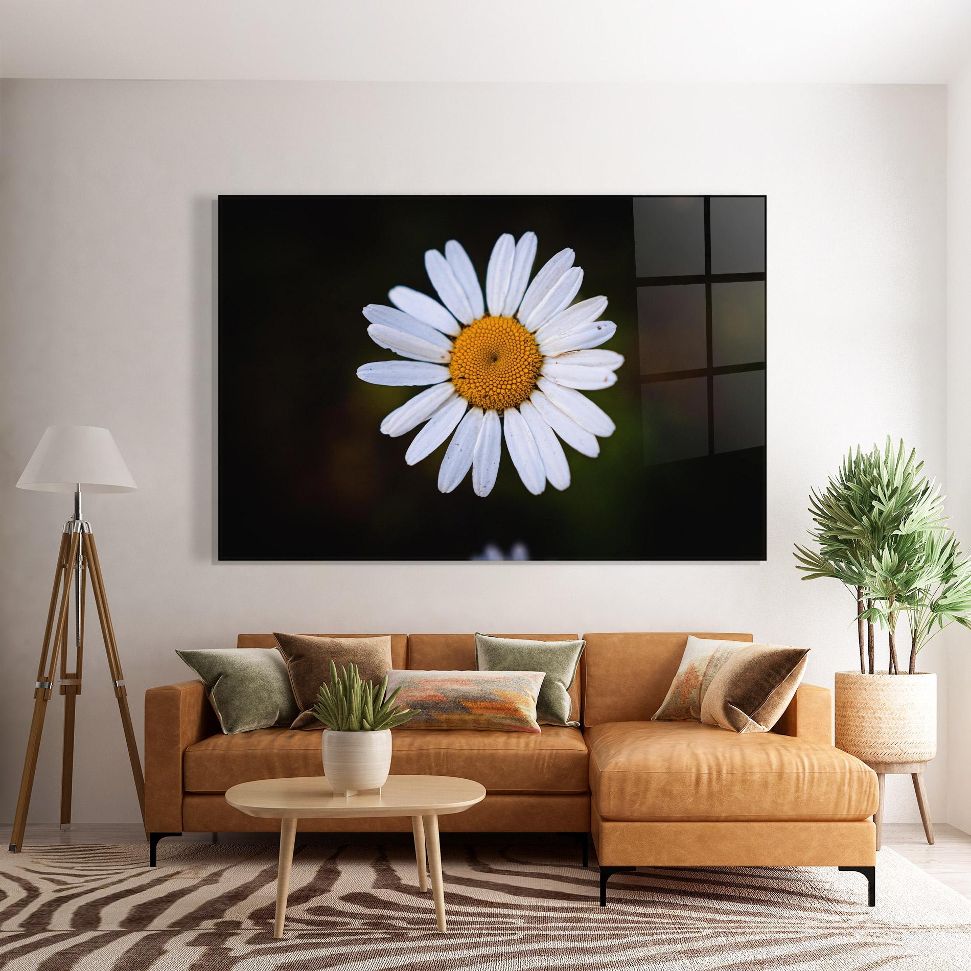 Tablou Sticla Big Yellow Center Daisy mockup 7