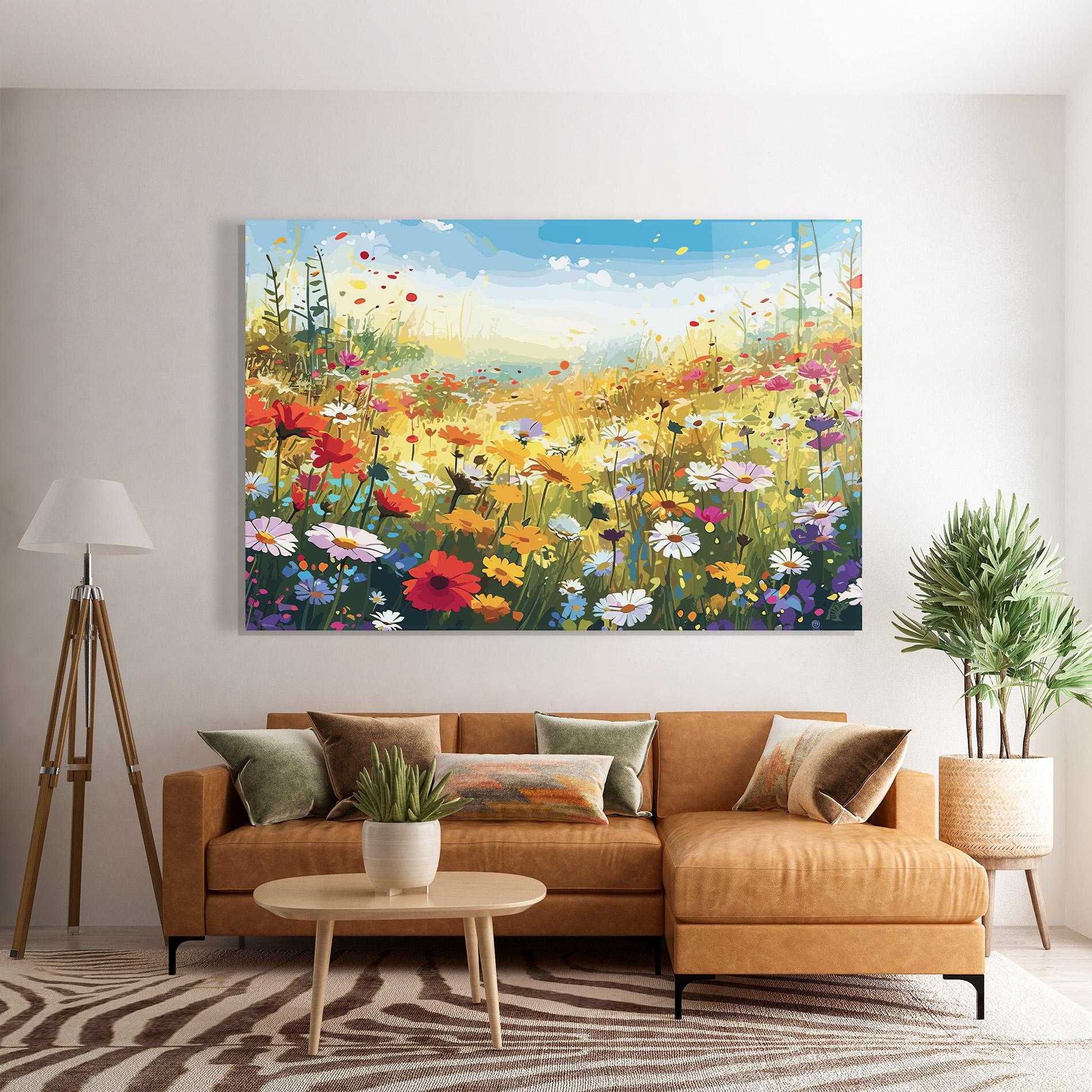 Tablou Sticla Colorful Daisy Mix mockup 7