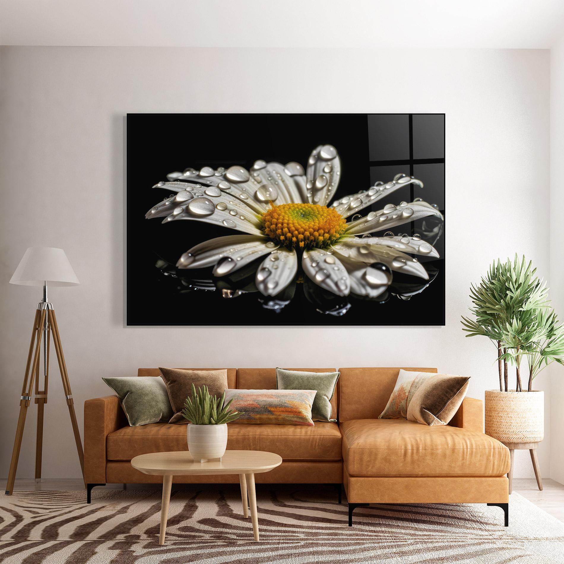 Tablou Sticla Daisy After The Rain mockup 7